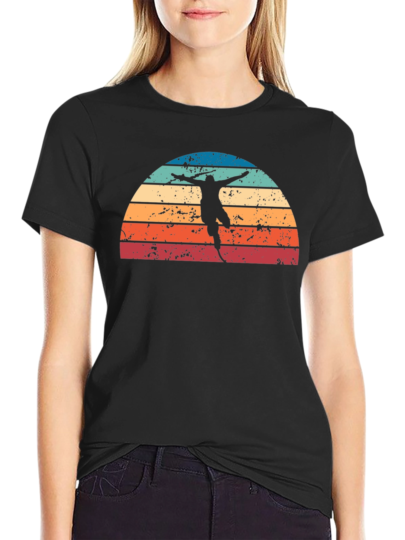 Black Vintage Fencing Sunset Graphic T-Shirt view 2
