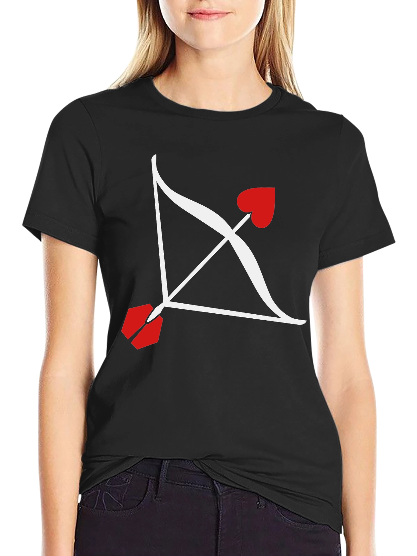 Black Cupid's Arrow Graphic Tee - Valentine's Day Black Shirt view 2