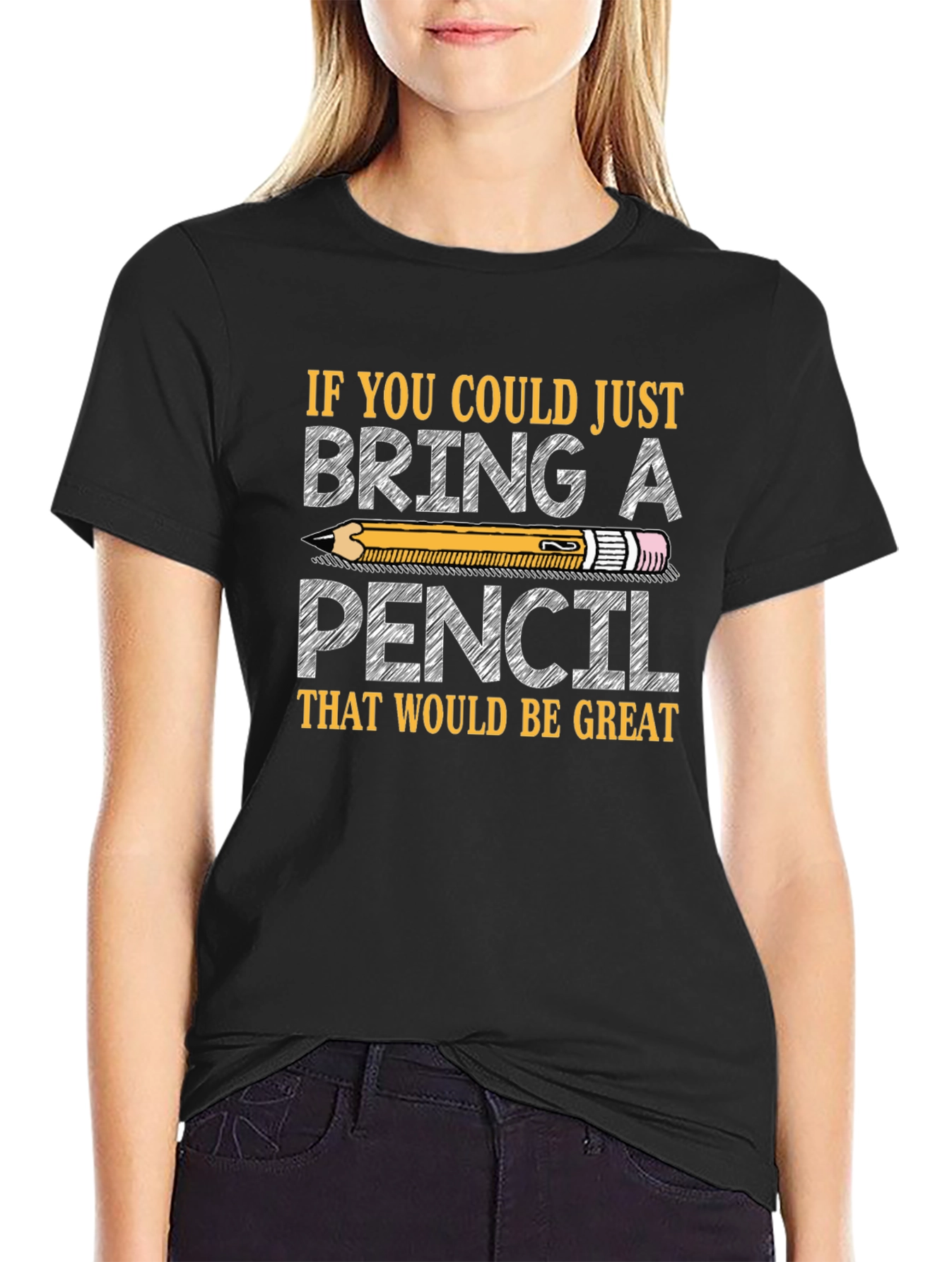 Black Bring a Pencil T-Shirt - Teacher, Student, Gift view 2