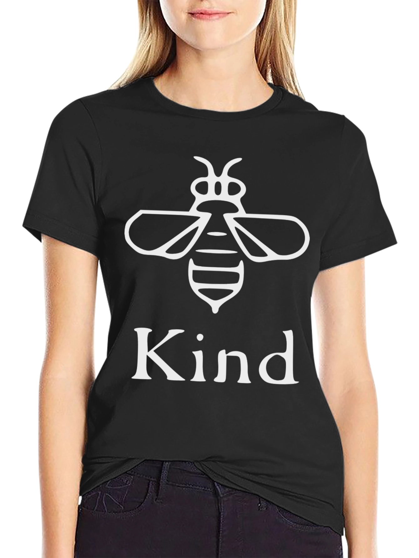 Black Bee Kind Graphic T-Shirt - Unisex Cotton Tee view 2