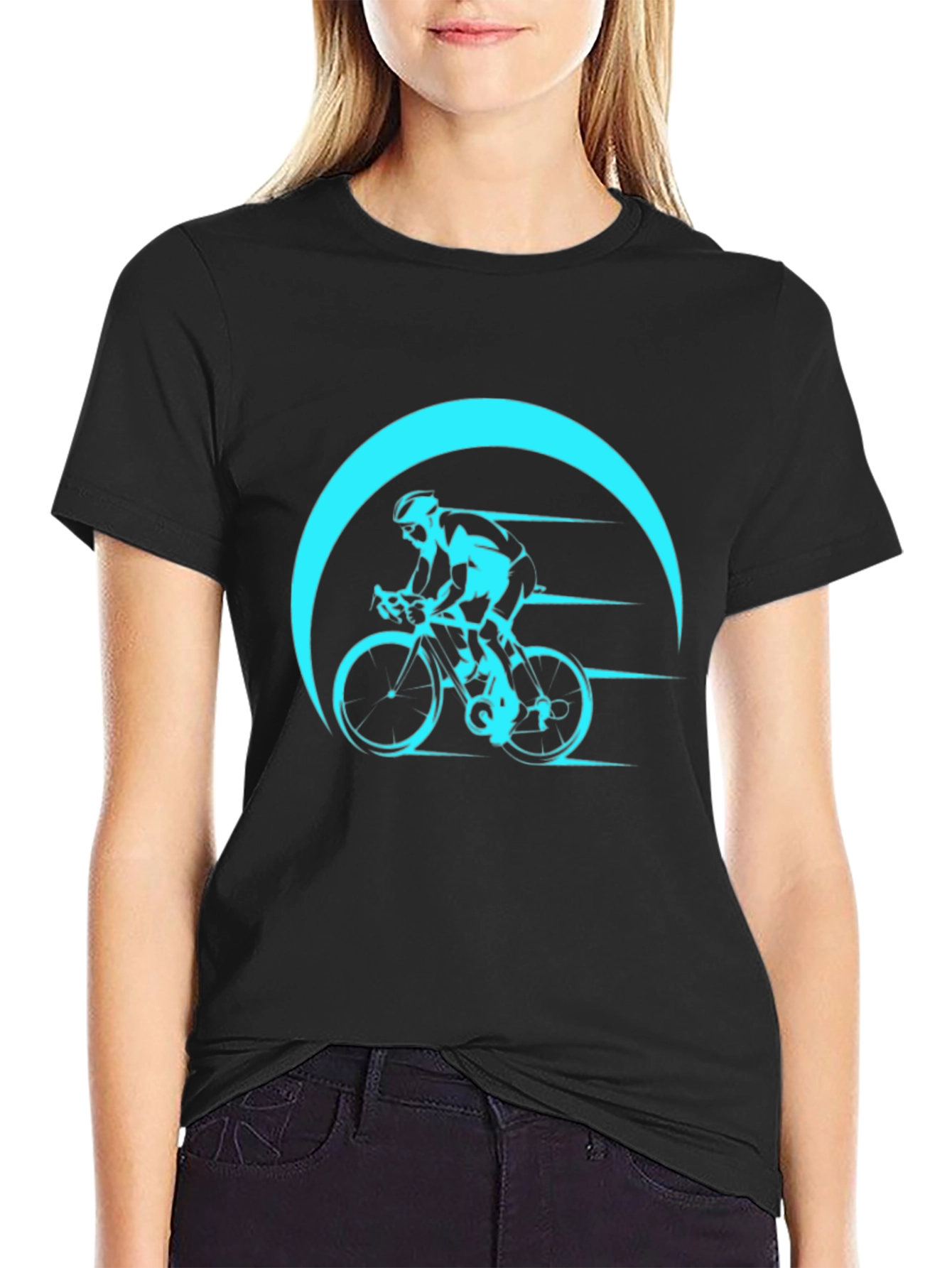 Black Cycling Graphic T-Shirt - Black Bike Design view 2