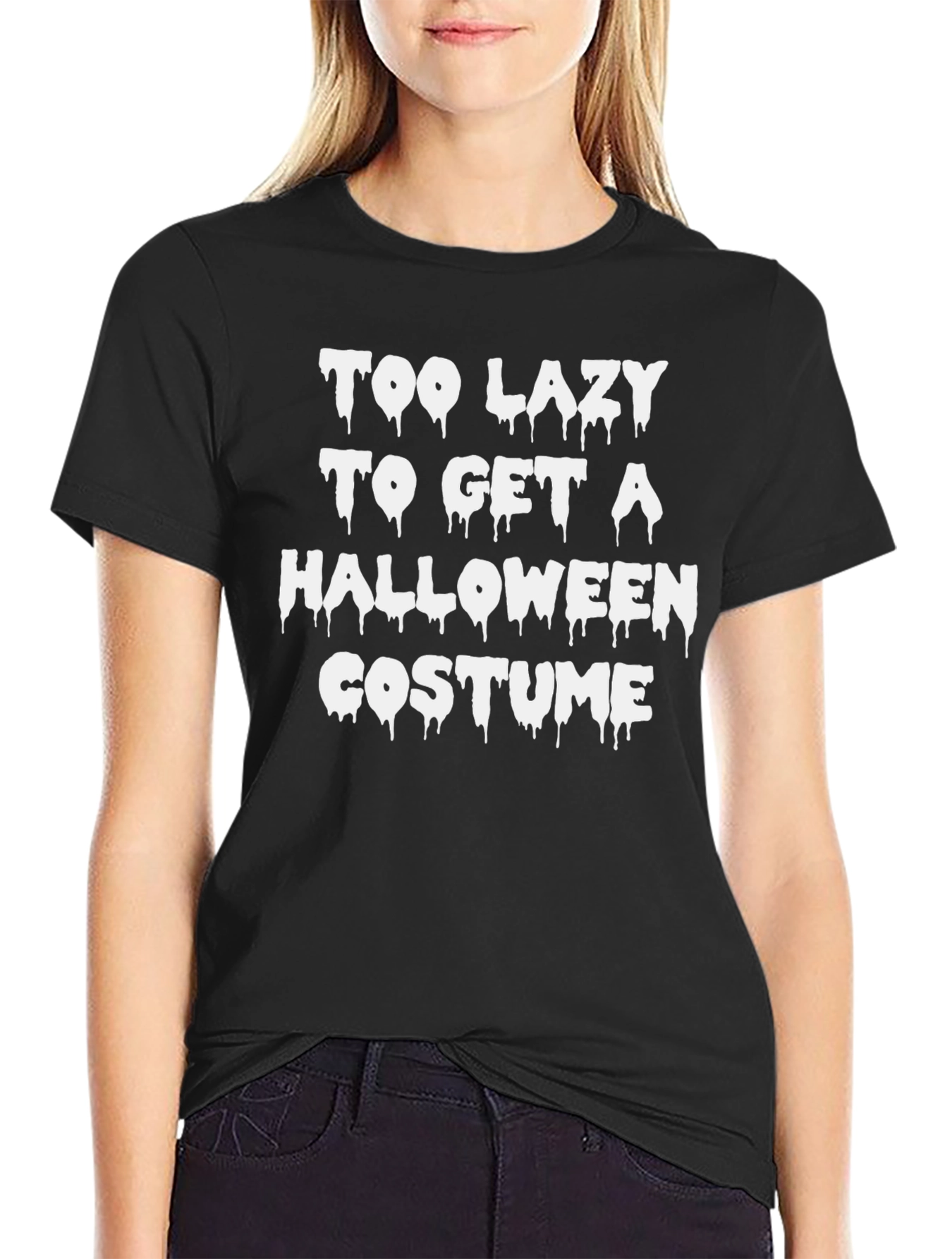 Black Too Lazy Halloween Costume T-Shirt - Funny & Easy! view 2