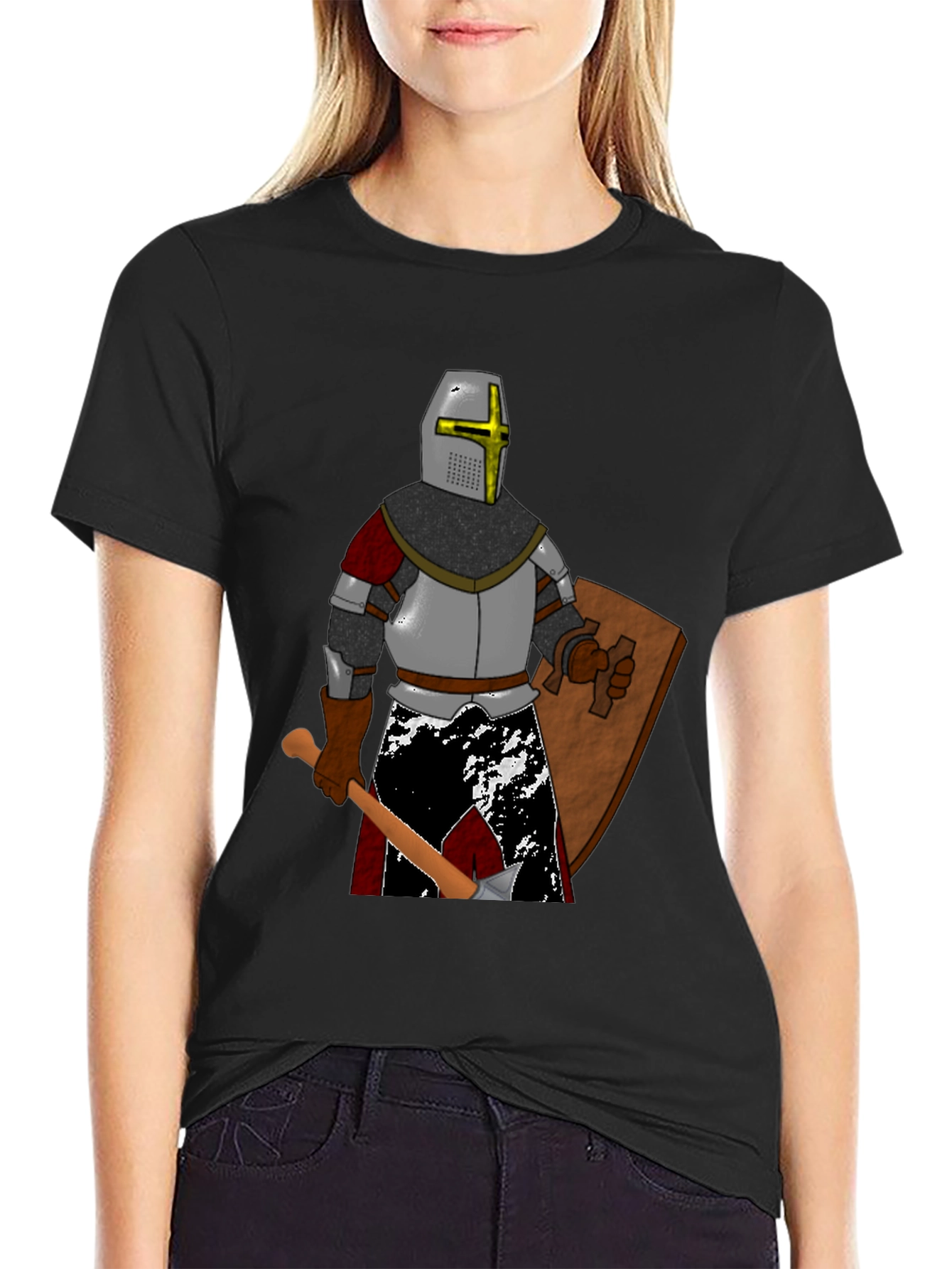 Black Crusader Knight Graphic T-Shirt view 2