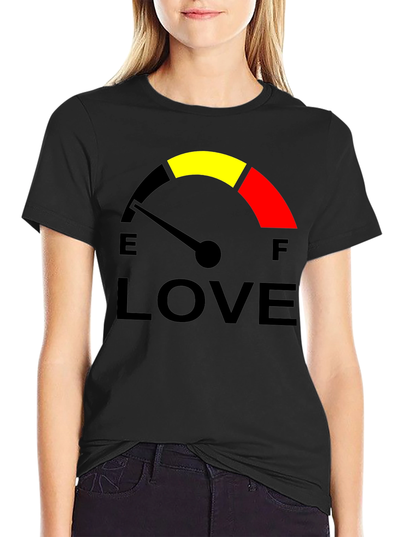 Black Love Meter T-Shirt - Full of Love Graphic Tee view 2