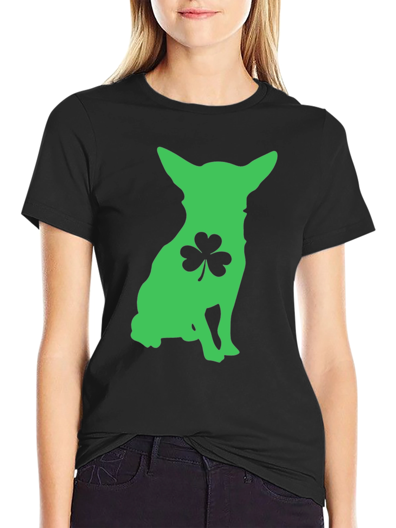 Black St. Patrick's Day Dog T-Shirt view 2
