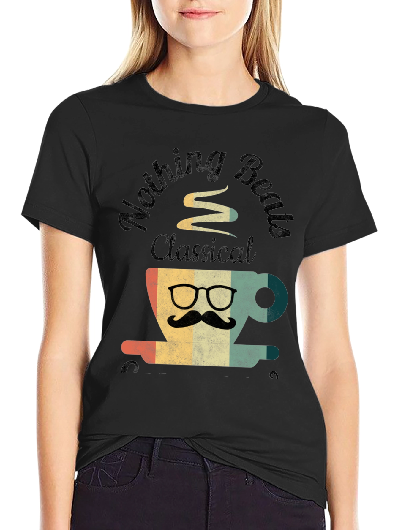 Black Nothing Beats Classical Coffee T-Shirt view 2