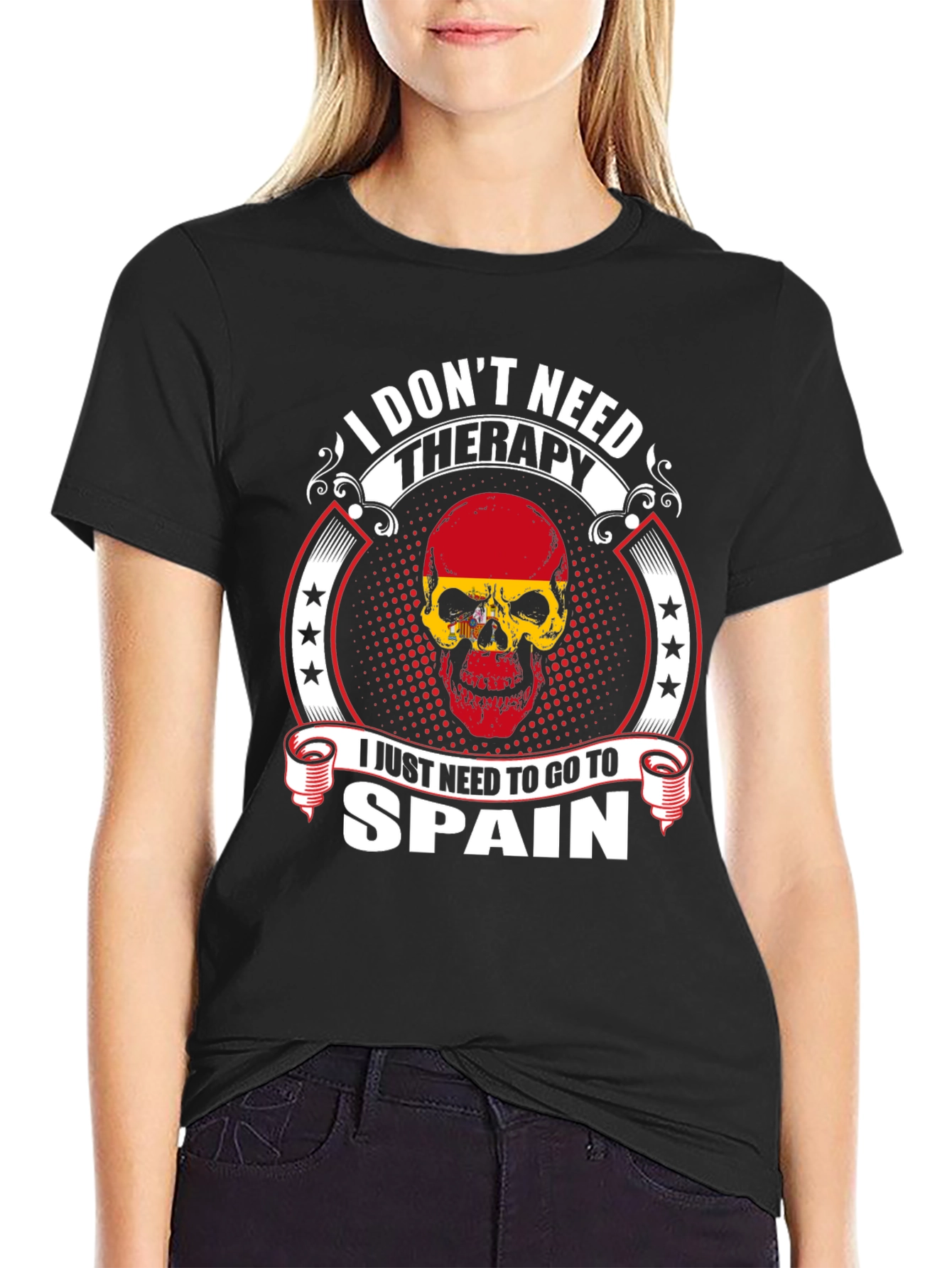 Spain Therapy Skull Graphic T-Shirt - 2