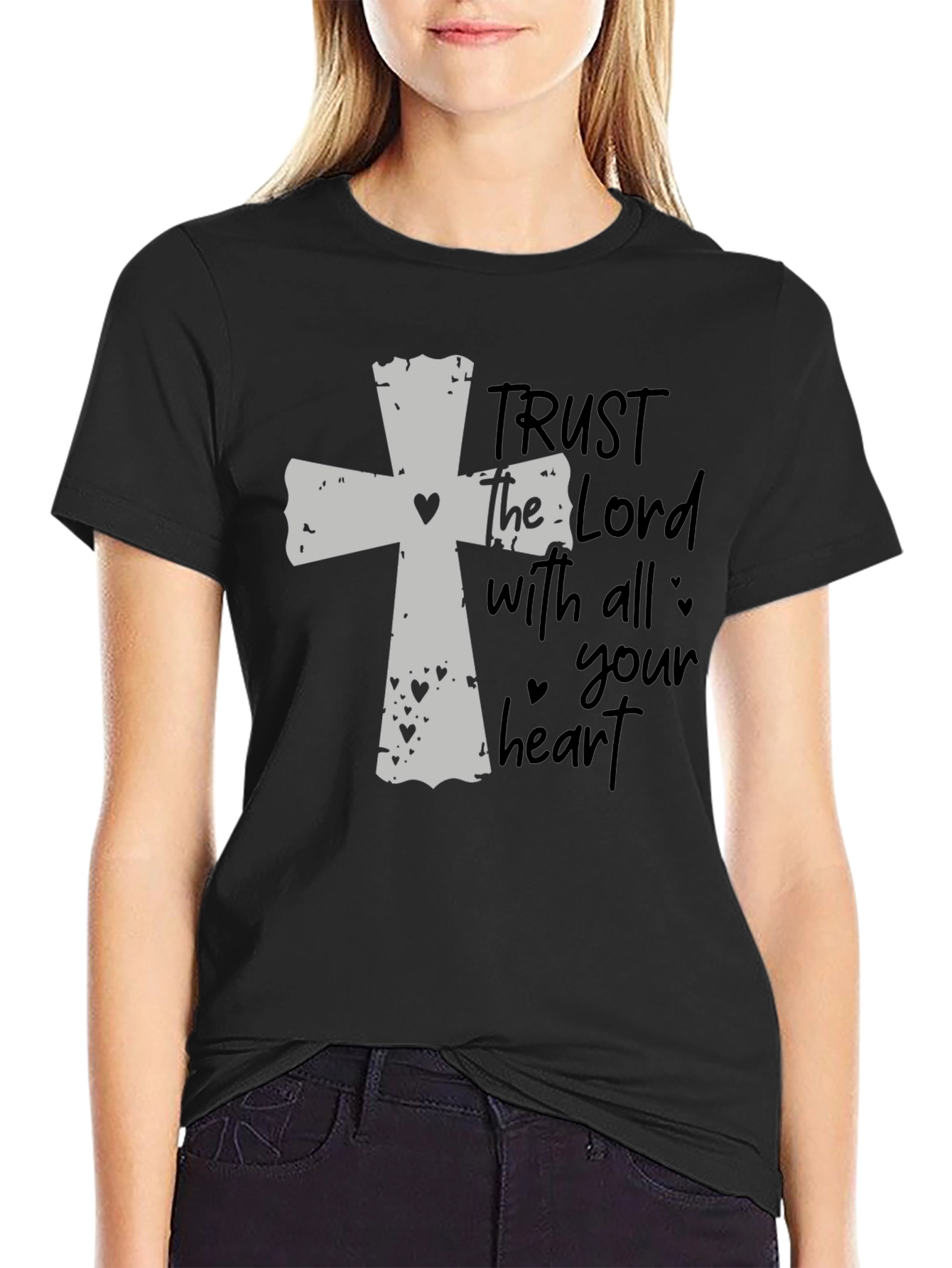 Black Faithful Black T-Shirt: Trust the Lord view 2