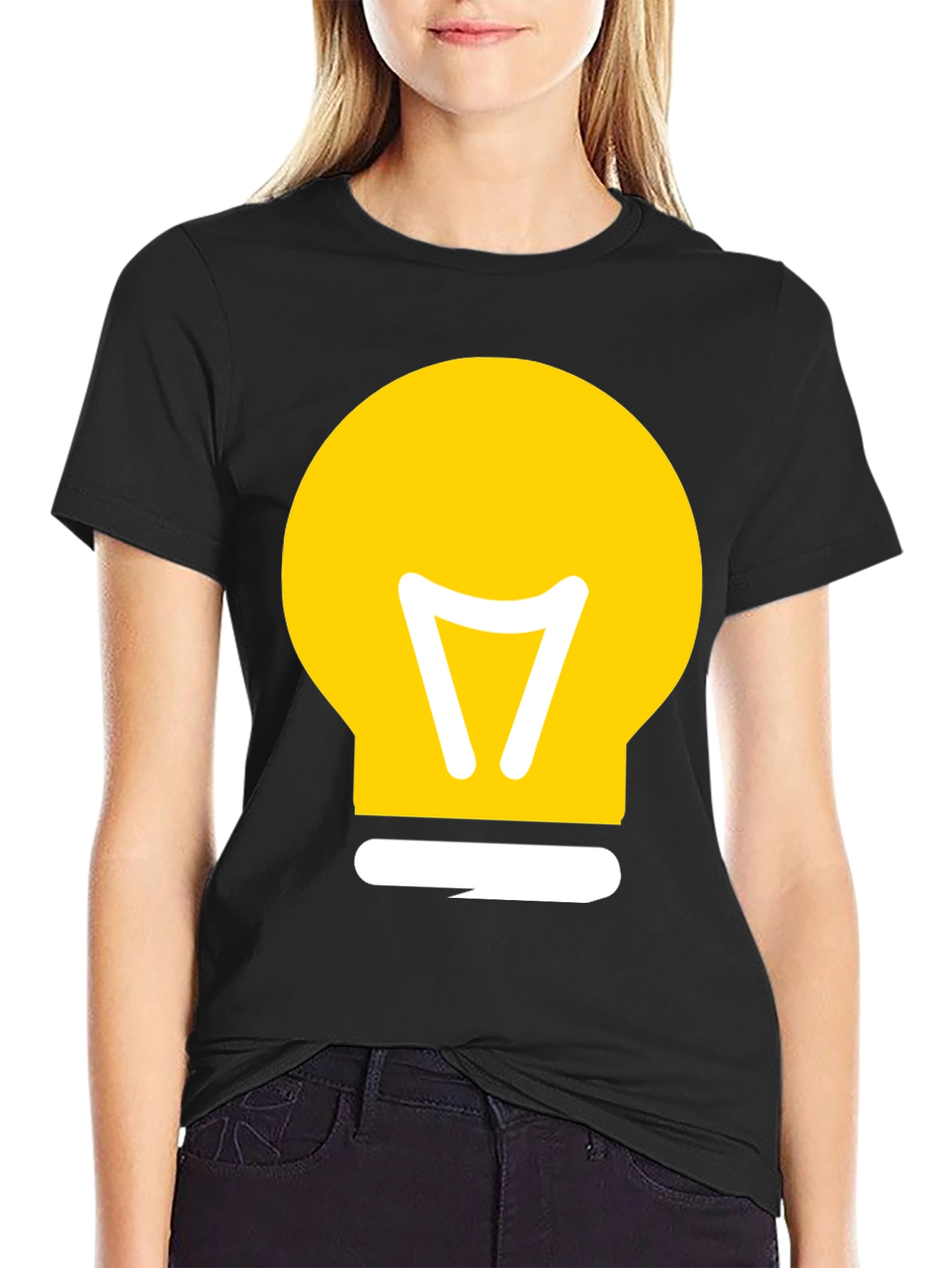 Black Idea Bulb Graphic T-Shirt - Black Cotton Tee view 2