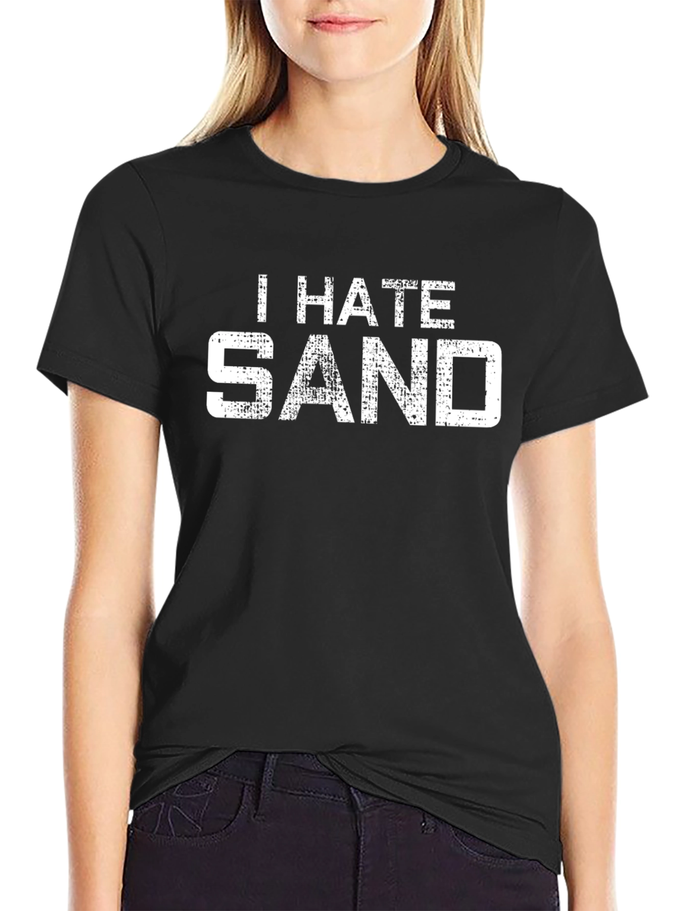 Black I Hate Sand Graphic T-Shirt - Black view 2