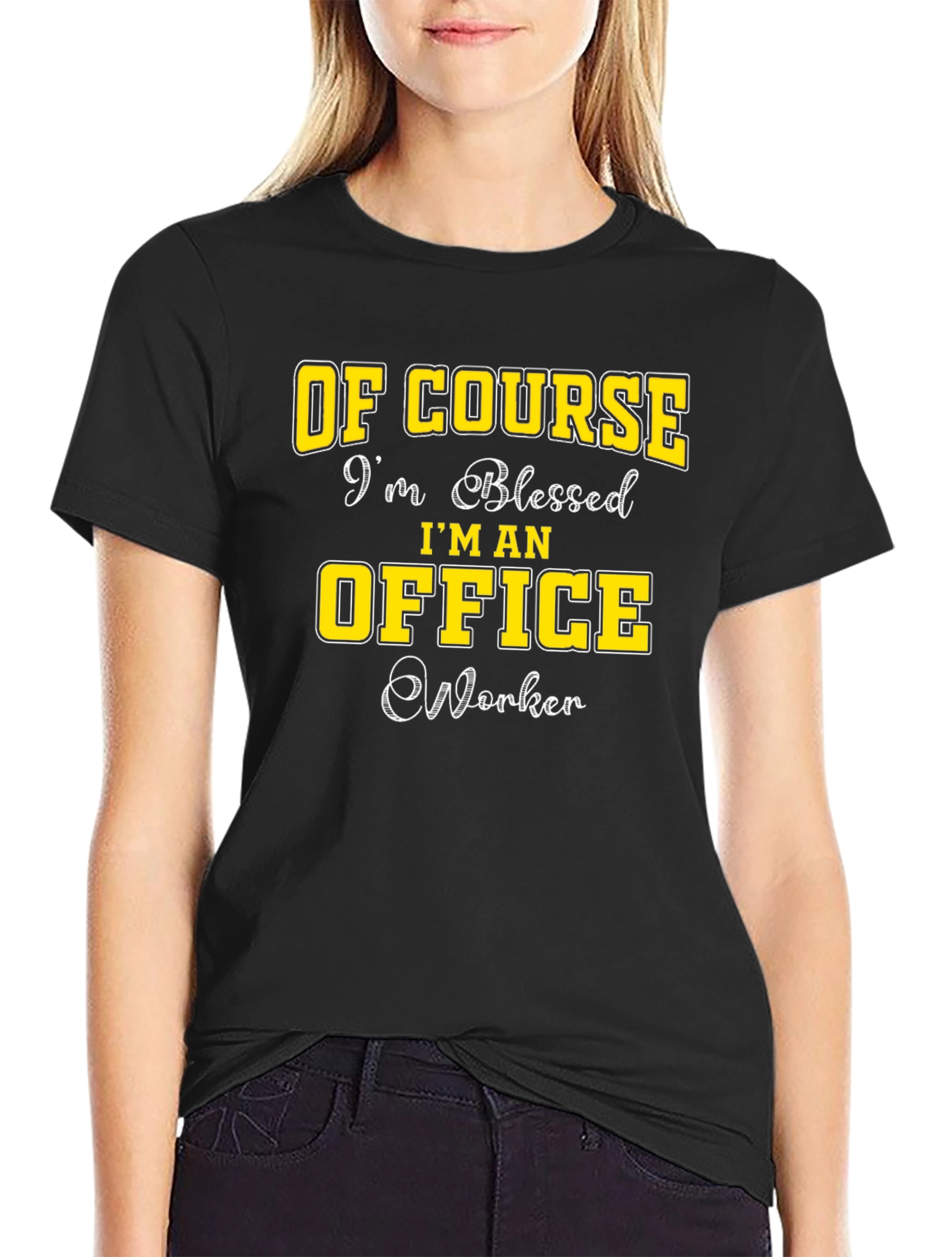 Black Blessed Office Worker Black Graphic Tee view 2