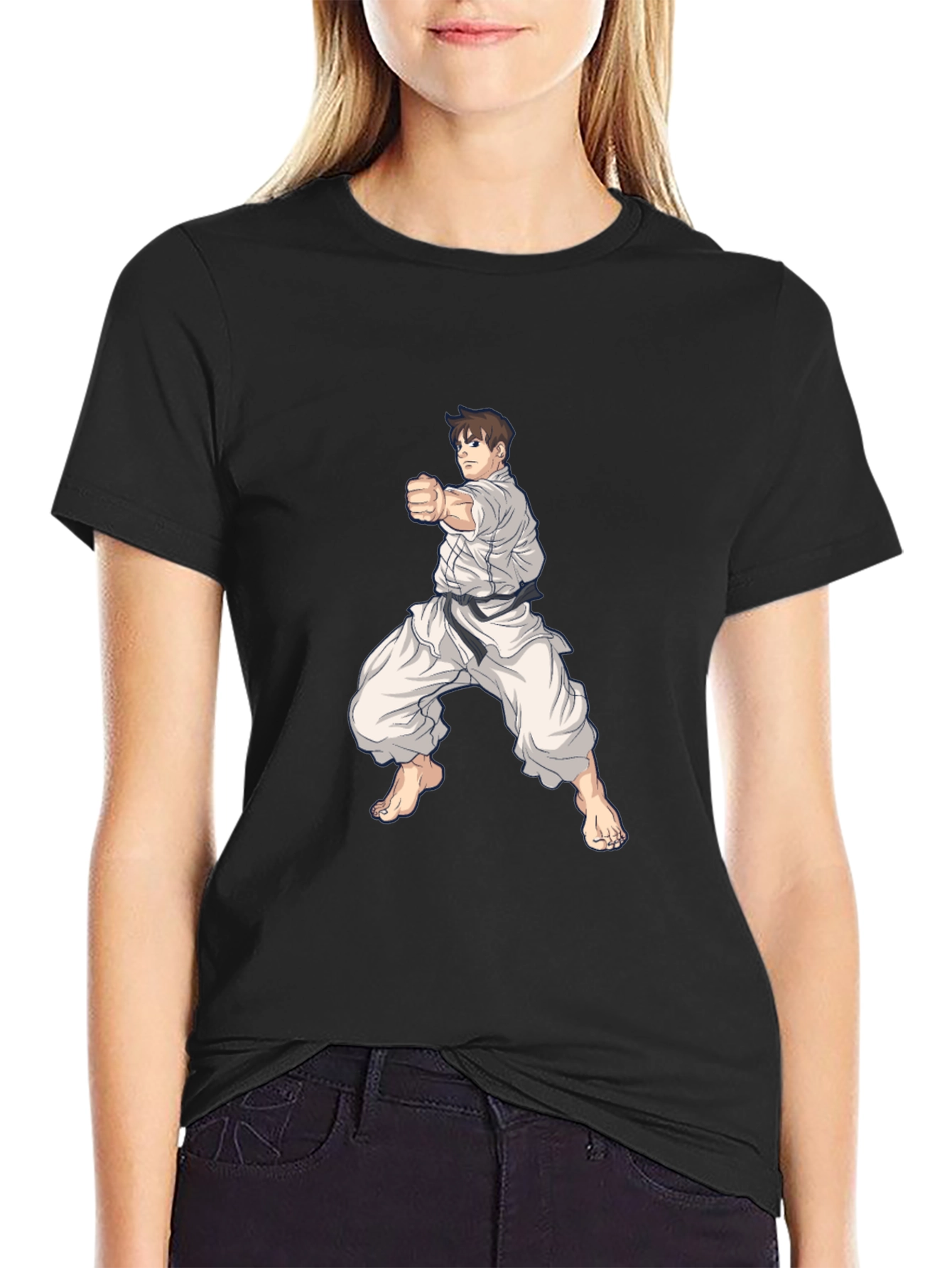 Black Karate Graphic Tee - Martial Arts Style Shirt view 2