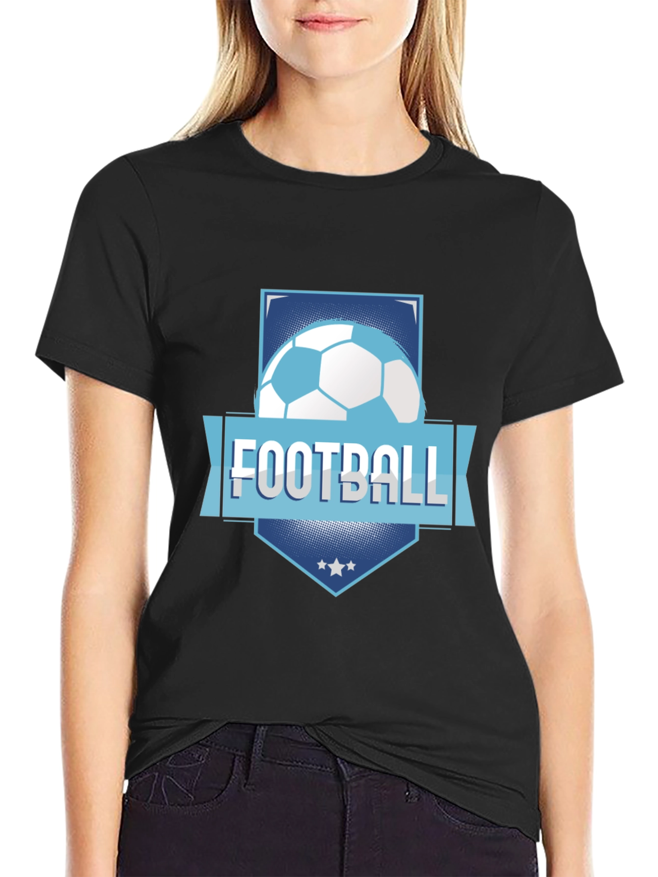 Black Football Graphic Tee - Black Cotton Blend view 2