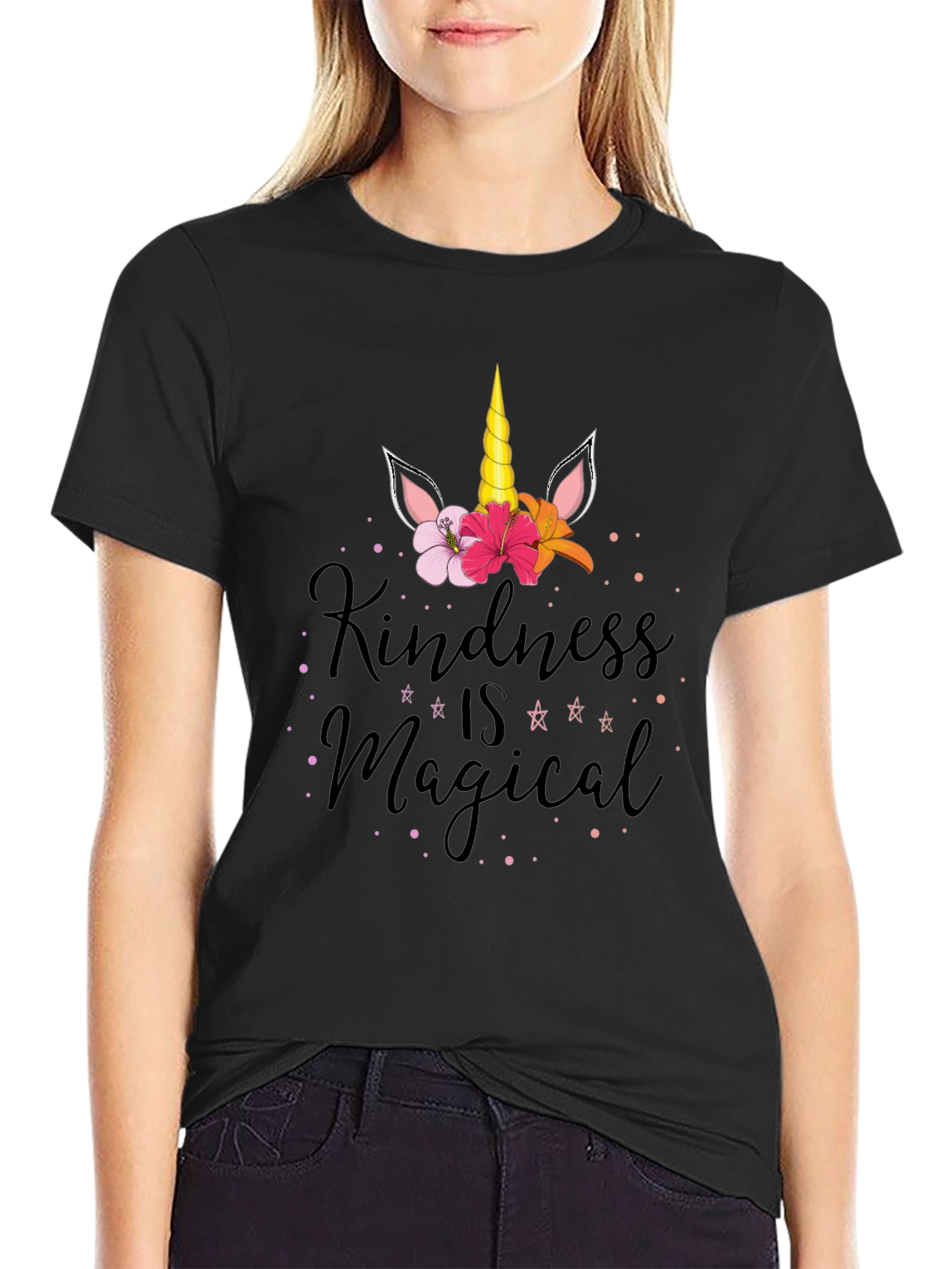 Black Kindness is Magical Unicorn T-Shirt view 2