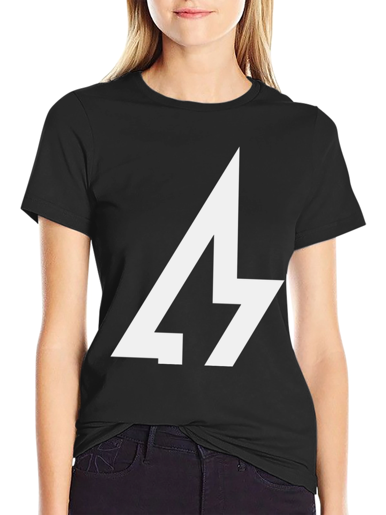 Black Bold Graphic Tee - Lightning Bolt Design view 2