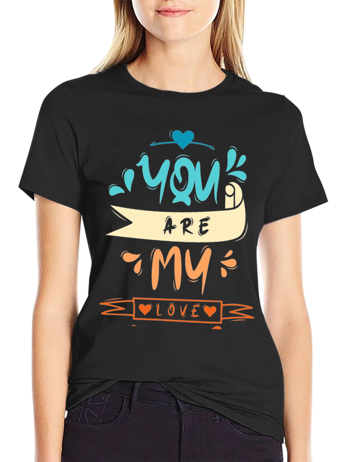 Black You Are My Love Graphic Tee - Black Unisex view 2