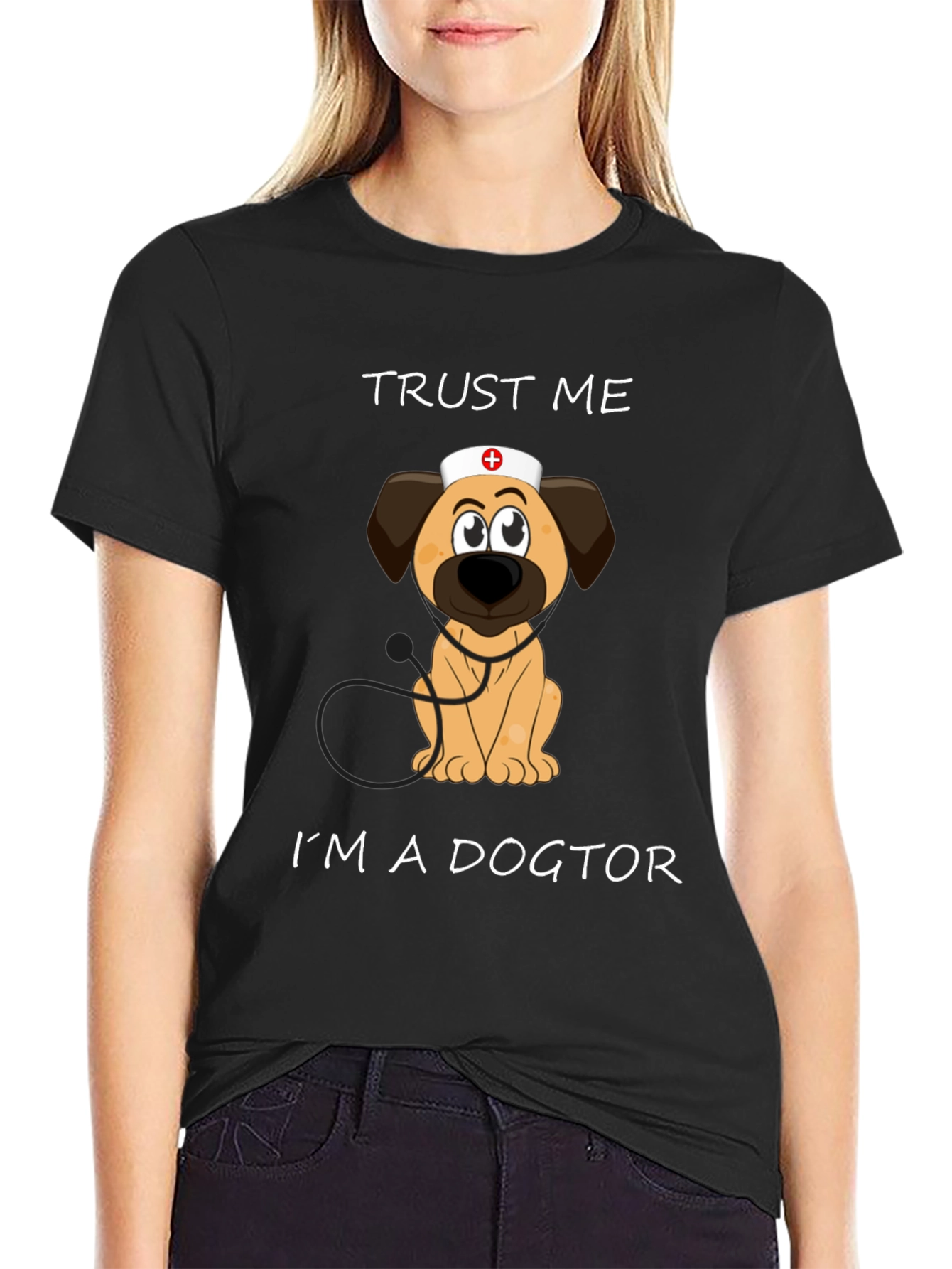 Black Trust Me I'm A Dogtor T-Shirt view 2