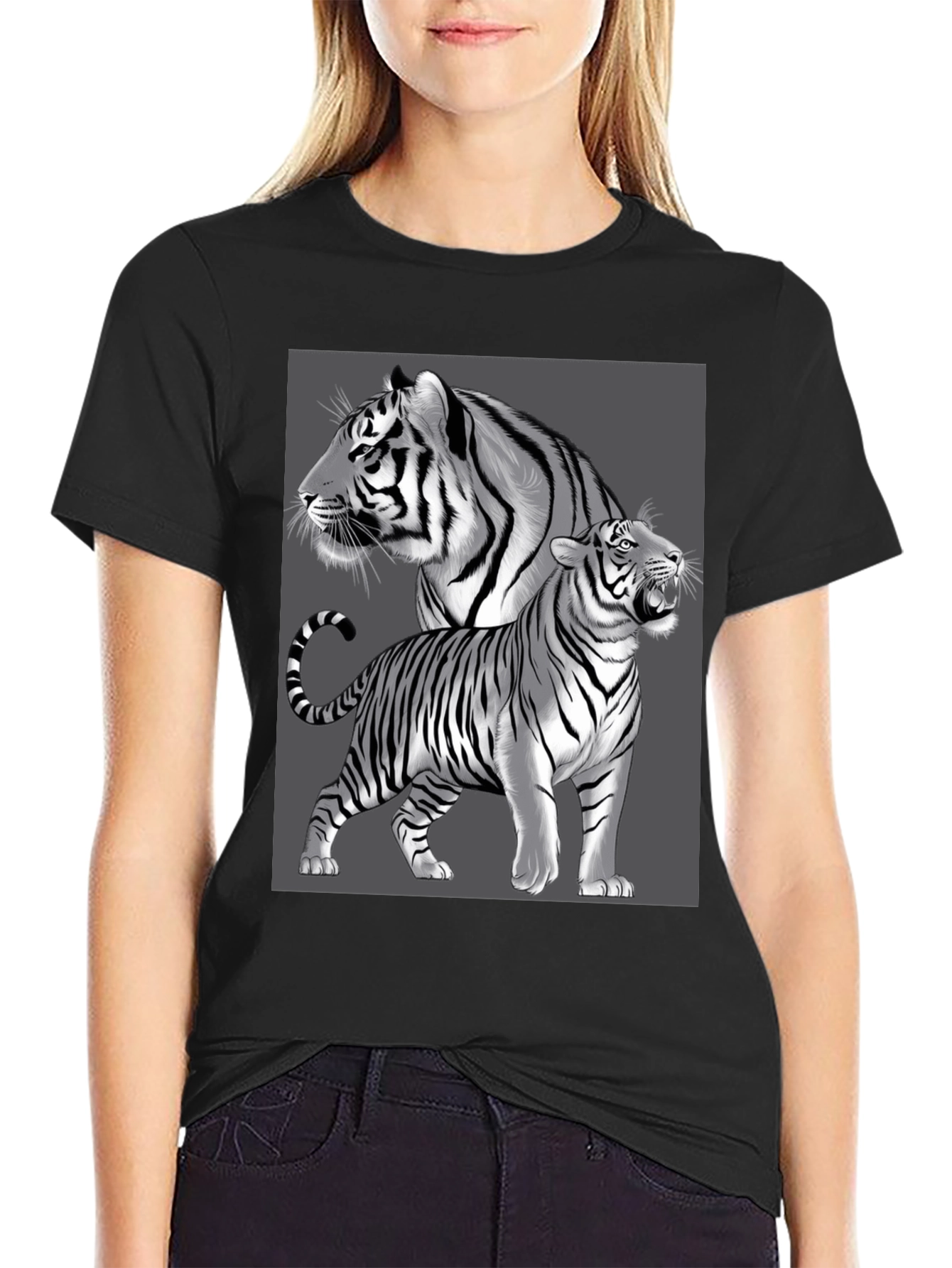 Black Tiger Graphic Tee - Black Crew Neck view 2