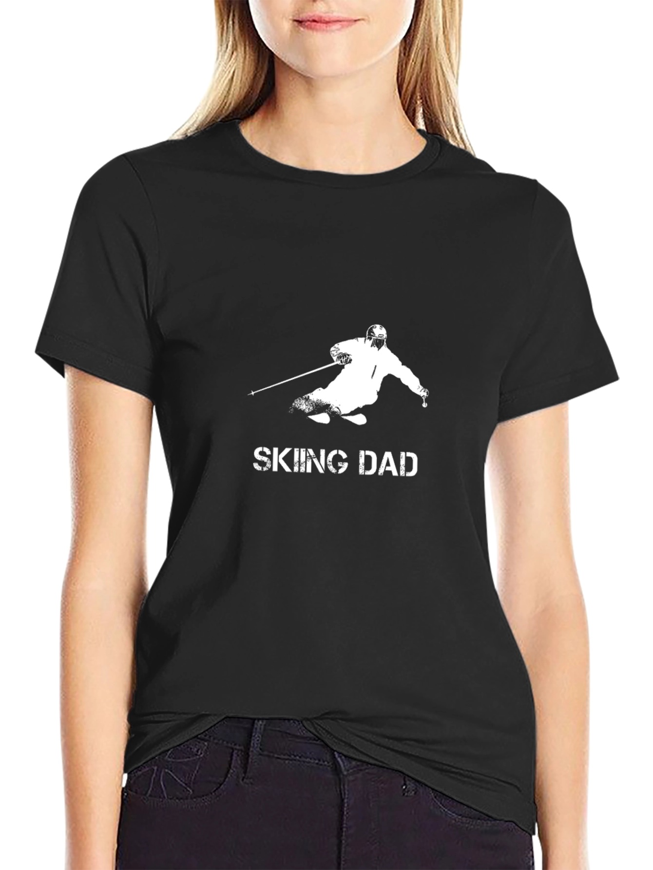 Black Skiing Dad T-Shirt - Black view 2