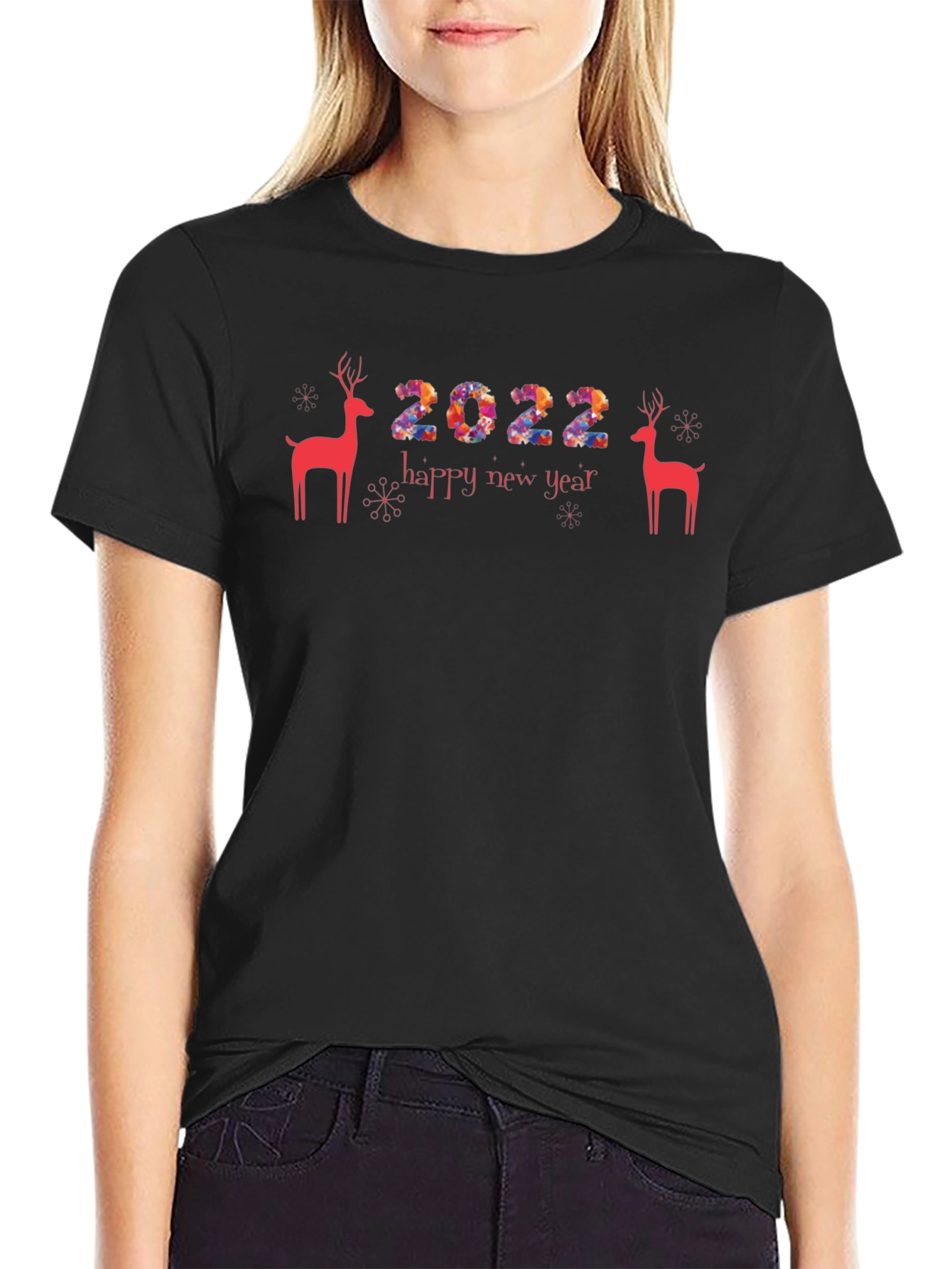 Black Festive 2022 Happy New Year Graphic Tee view 2