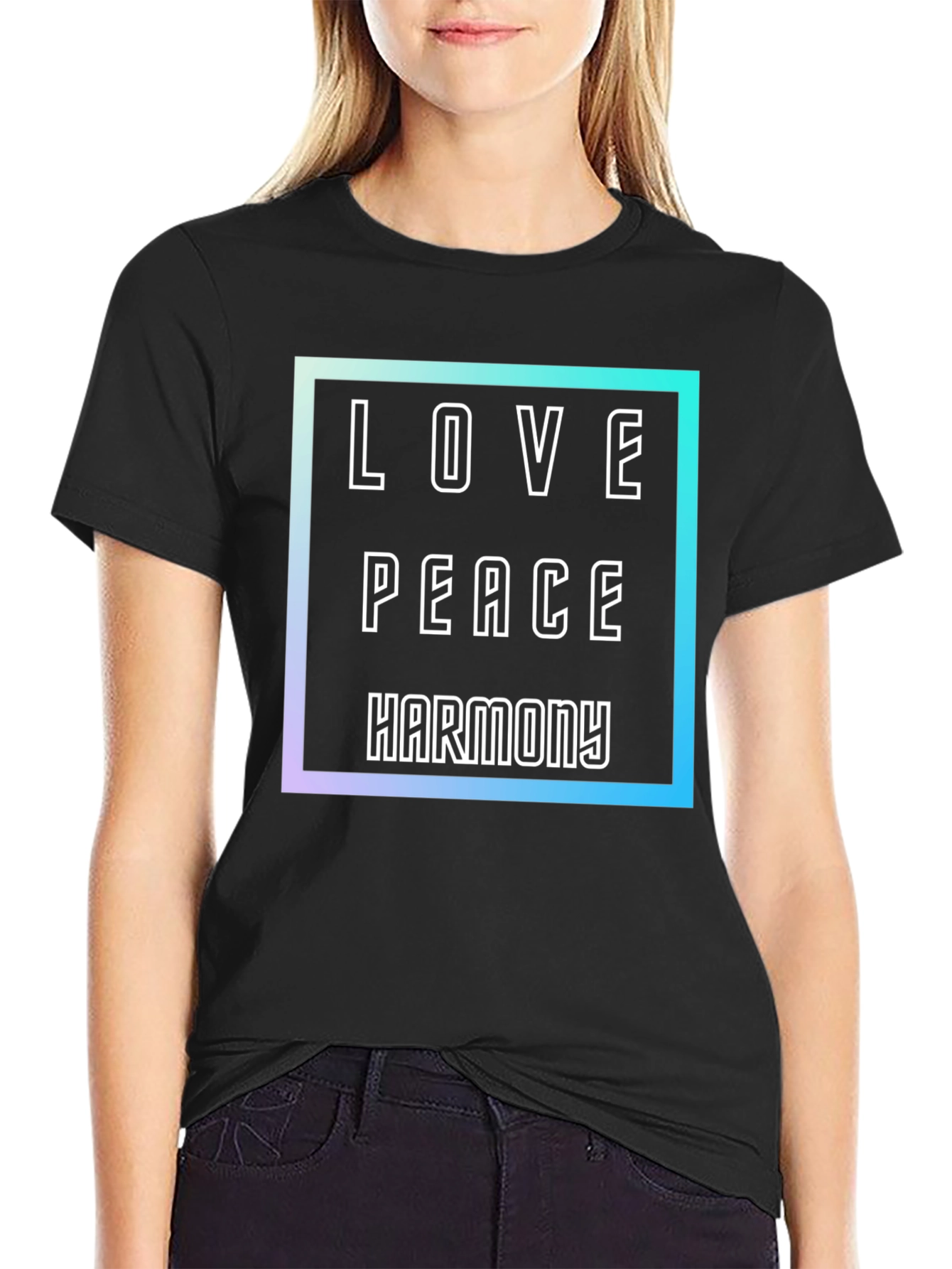 Black Love Peace Harmony Graphic T-Shirt - Stylish and Comfortable view 2
