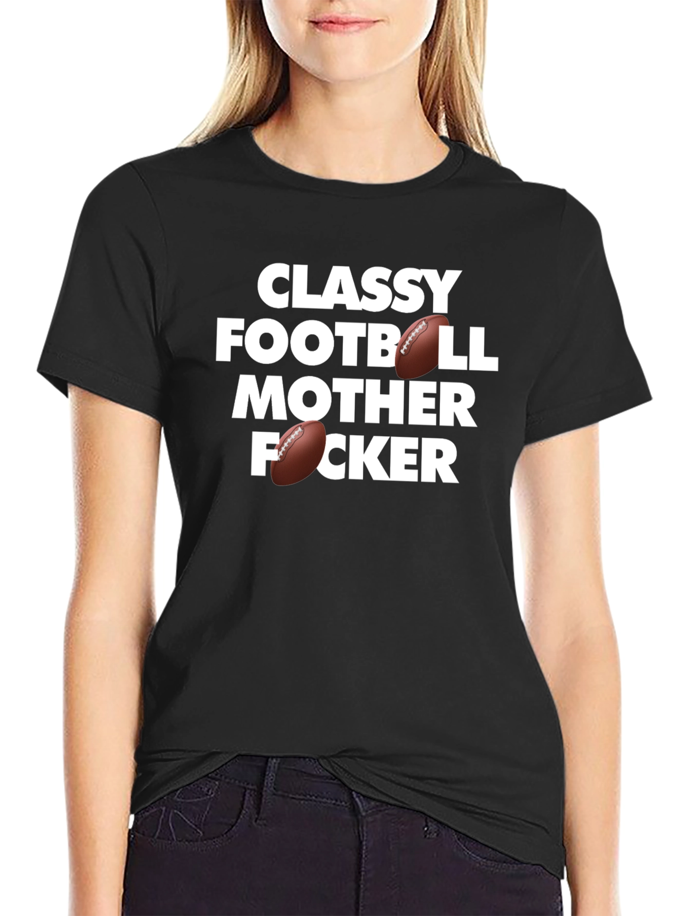 Black Classy Football Mother F'er T-Shirt view 2