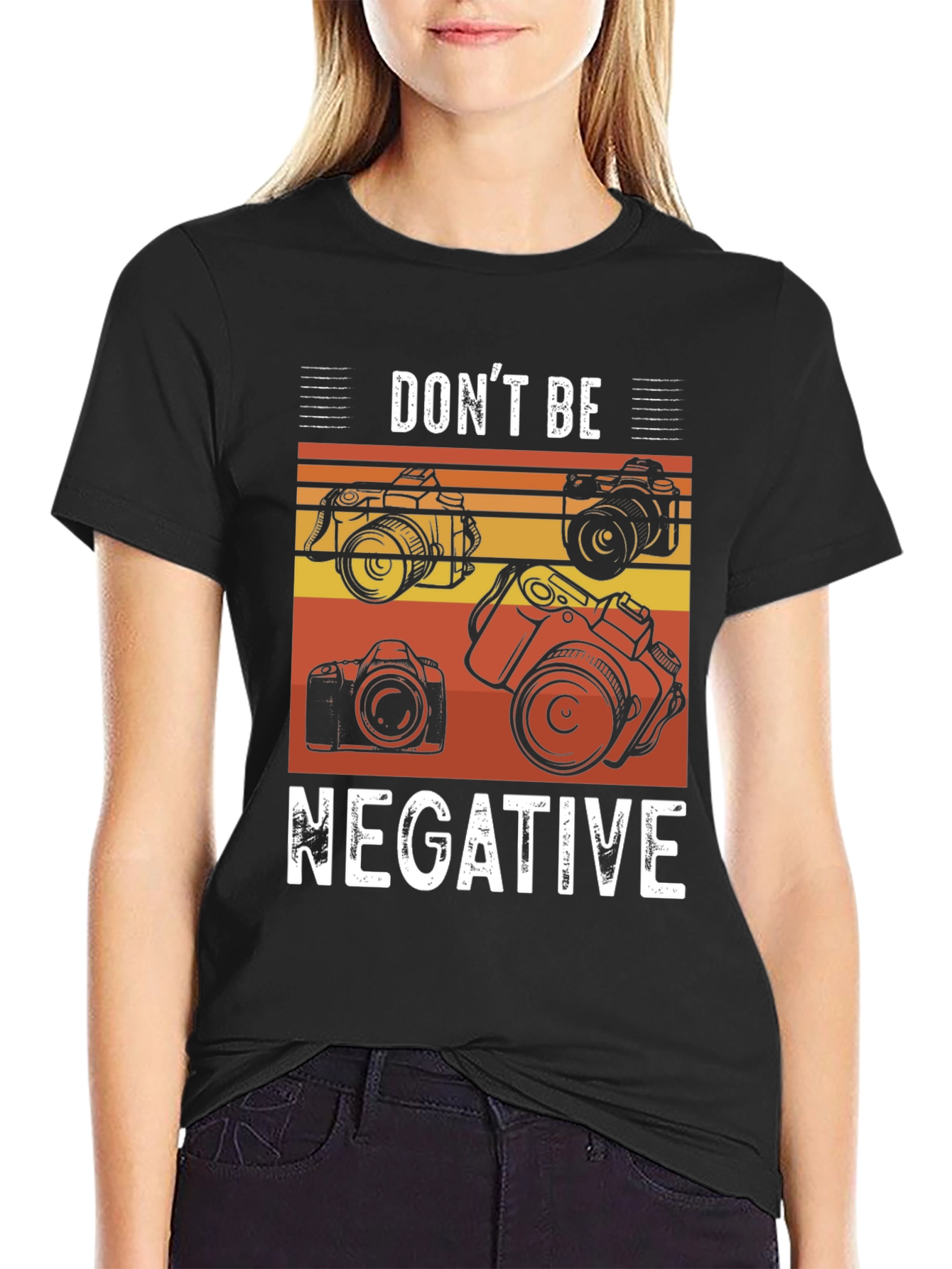 Black Don't Be Negative Camera Graphic Tee view 2