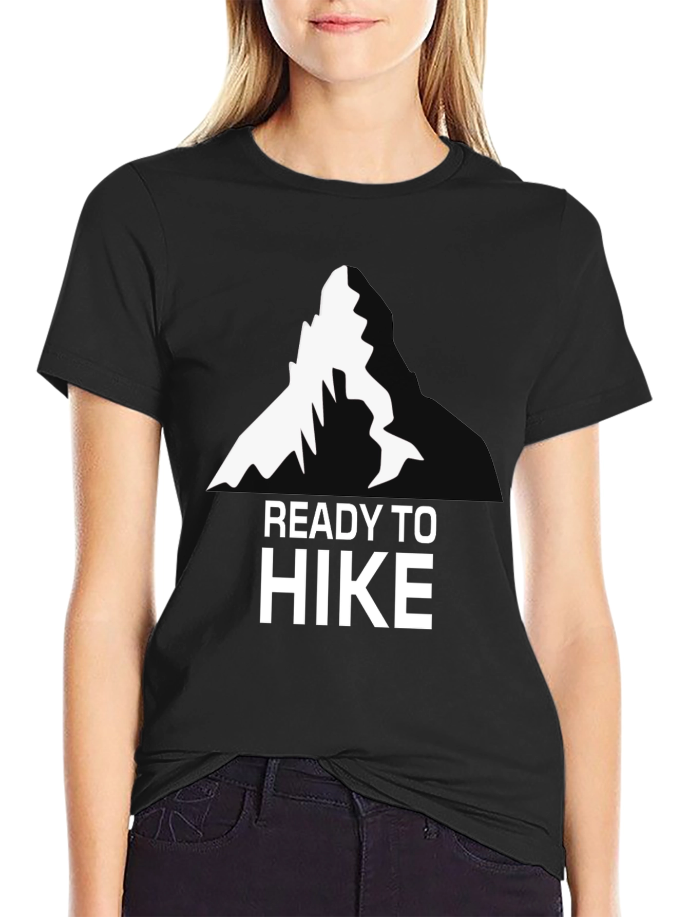 Black Ready To Hike T-Shirt - Mountain Design view 2