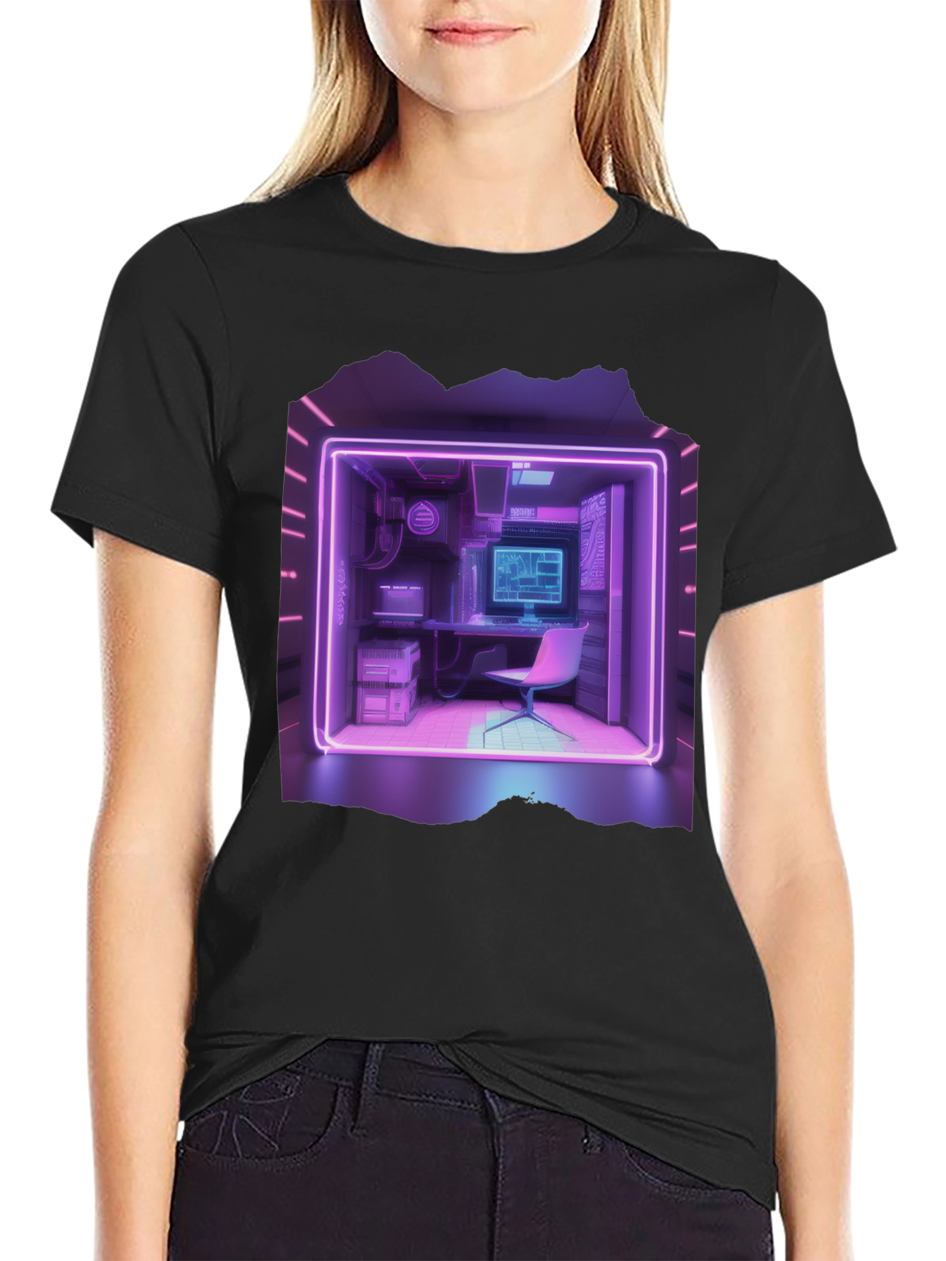 Retro Cyberpunk Gamer Room T-Shirt - 2