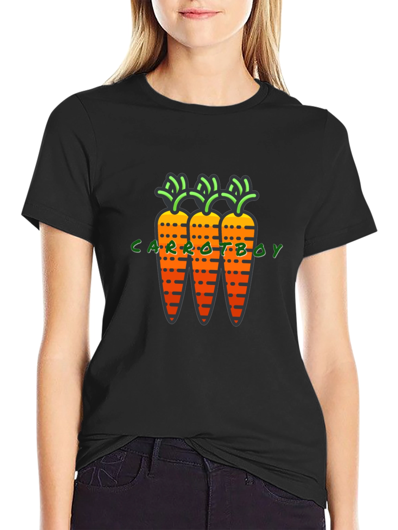Black Carrot Boy Graphic T-Shirt - Quirky & Fun view 2