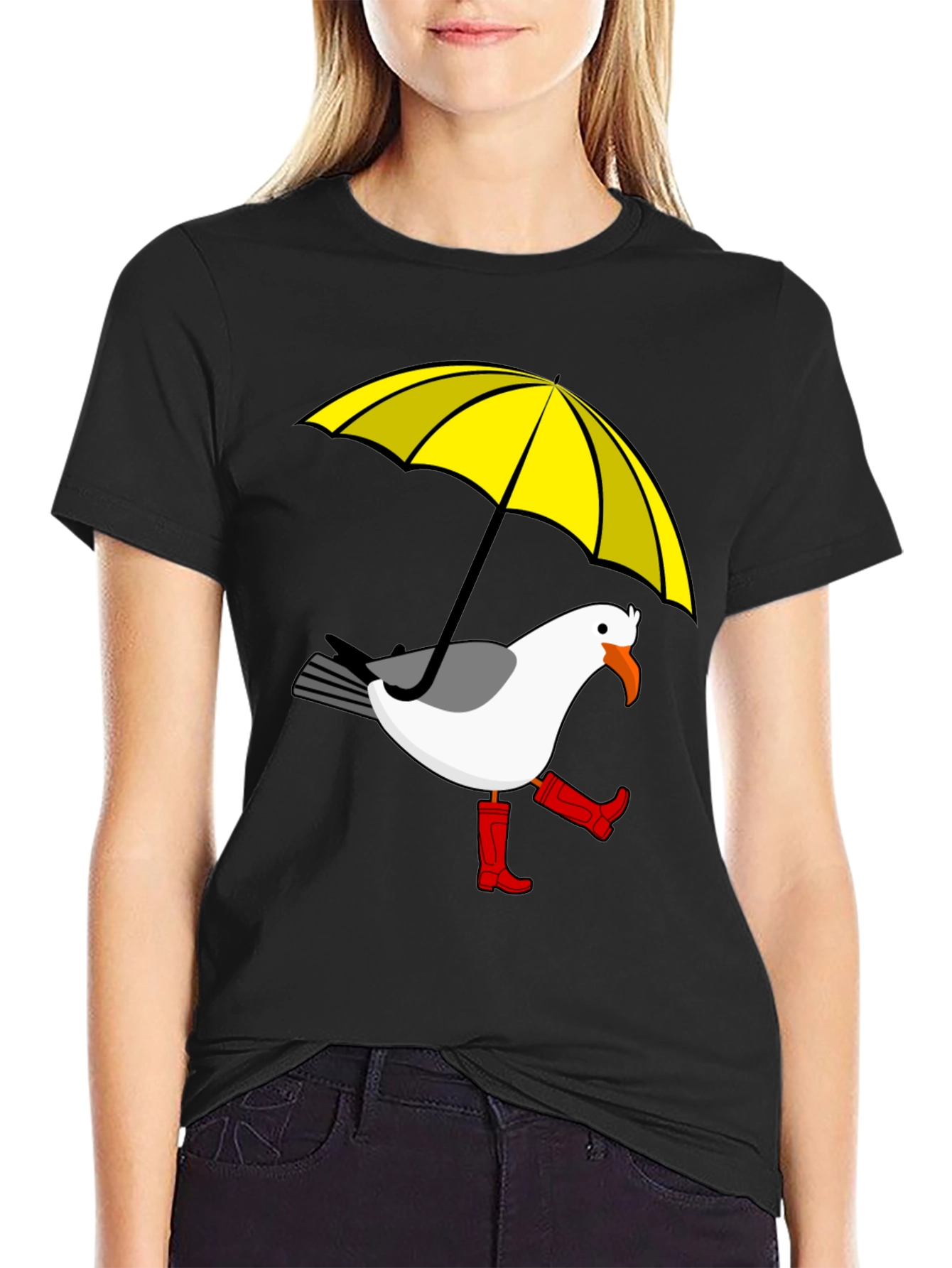 Black Rainy Day Seagull T-Shirt view 2