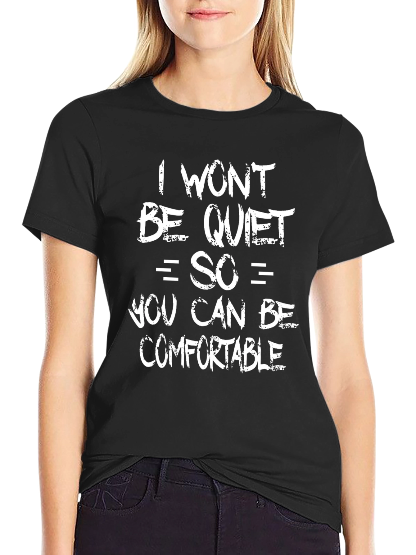 Black Bold Statement T-Shirt: I Won't Be Quiet view 2