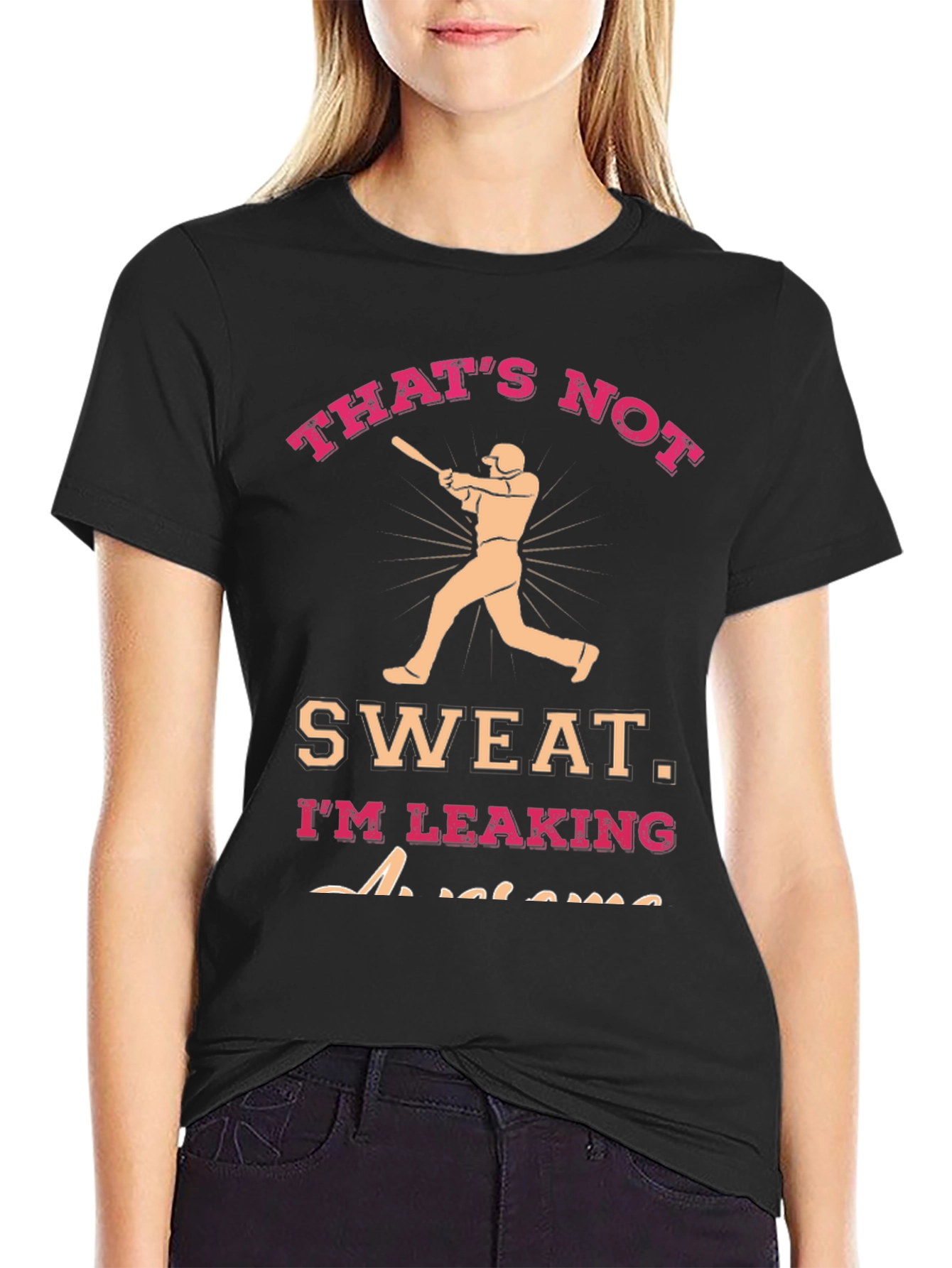 Black Funny Baseball T-Shirt - "That's Not Sweat" view 2