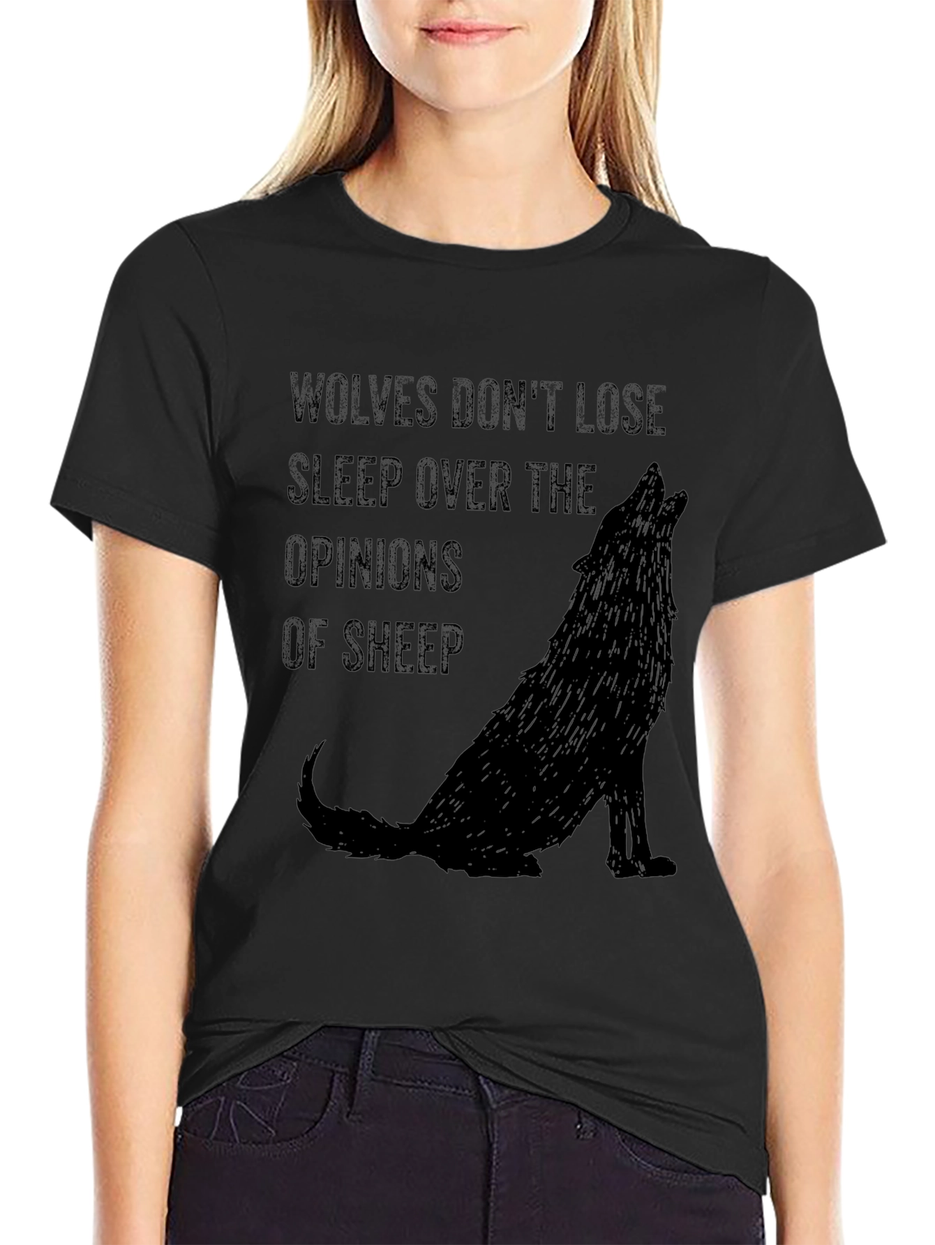 Black Wolves Don't Lose Sleep Graphic Tee view 2