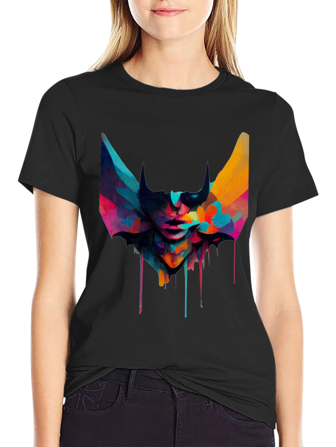 Black Abstract Art Graphic Tee - Modern Unisex T-Shirt view 2
