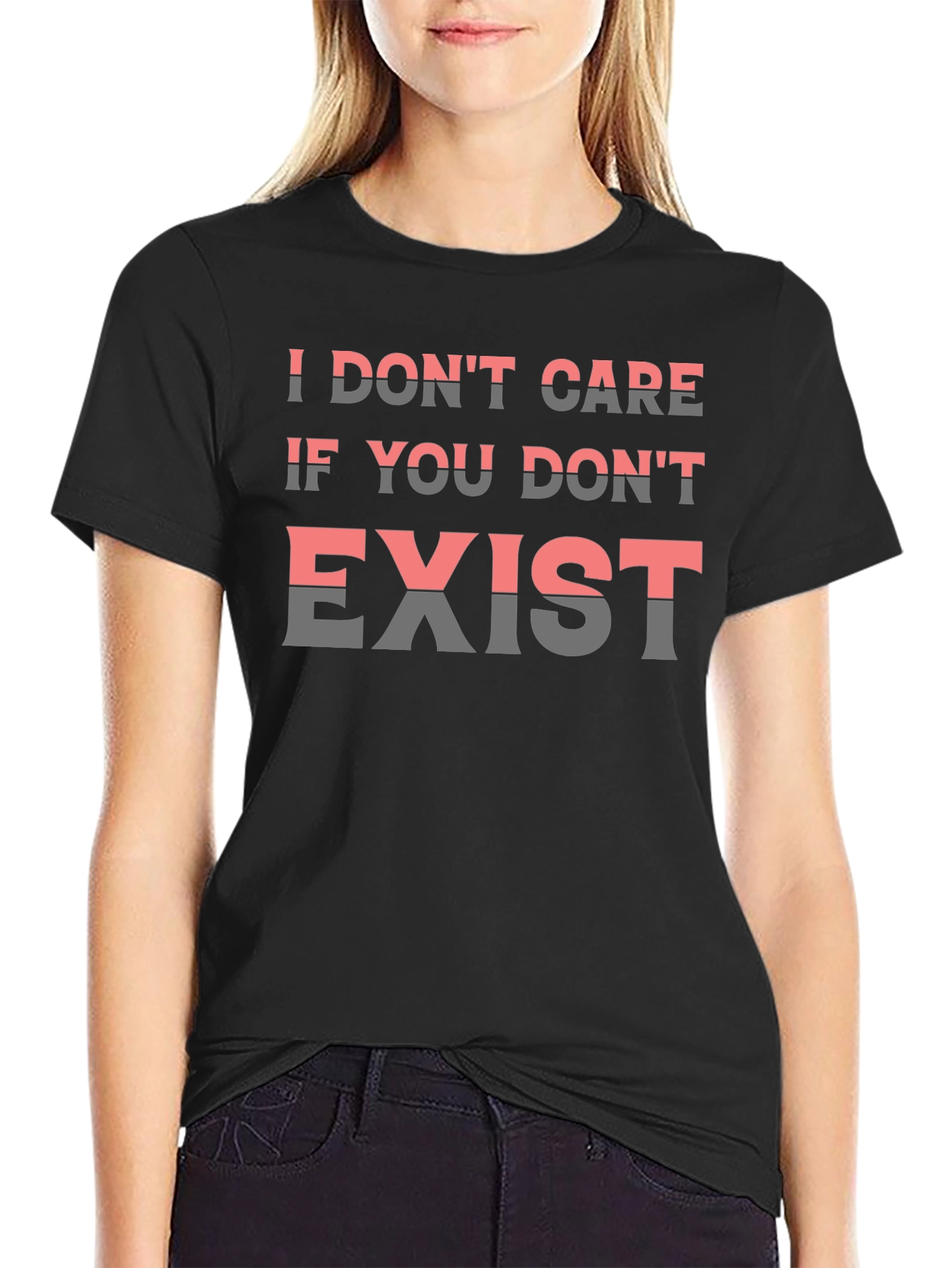 Black I Don't Care If You Don't Exist Graphic Tee view 2