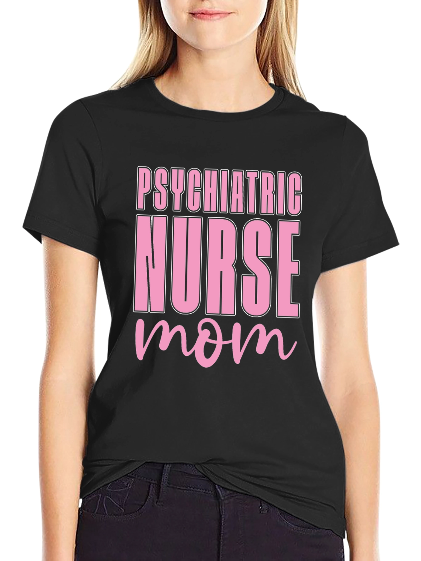 Black Psychiatric Nurse Mom Black T-Shirt view 2