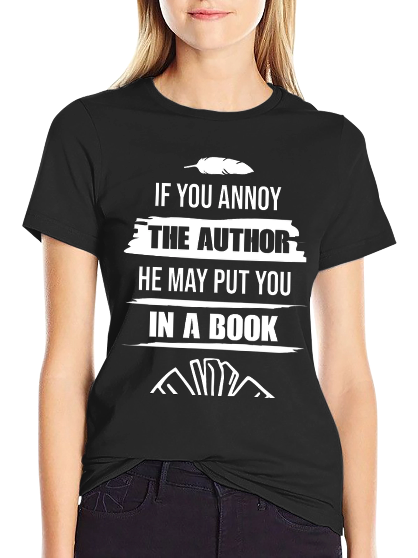 Black Annoy the Author Funny Novelty T-Shirt view 2