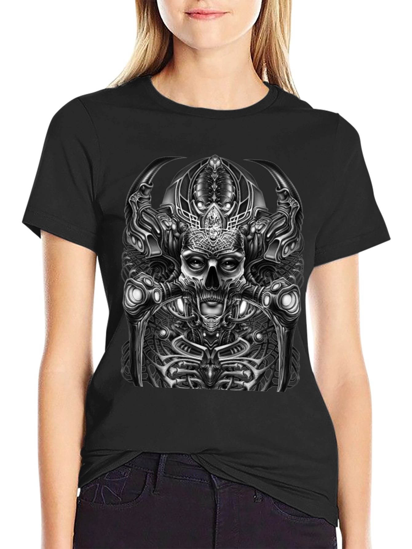 Black Skull Graphic T-Shirt - Dark & Edgy Style view 2