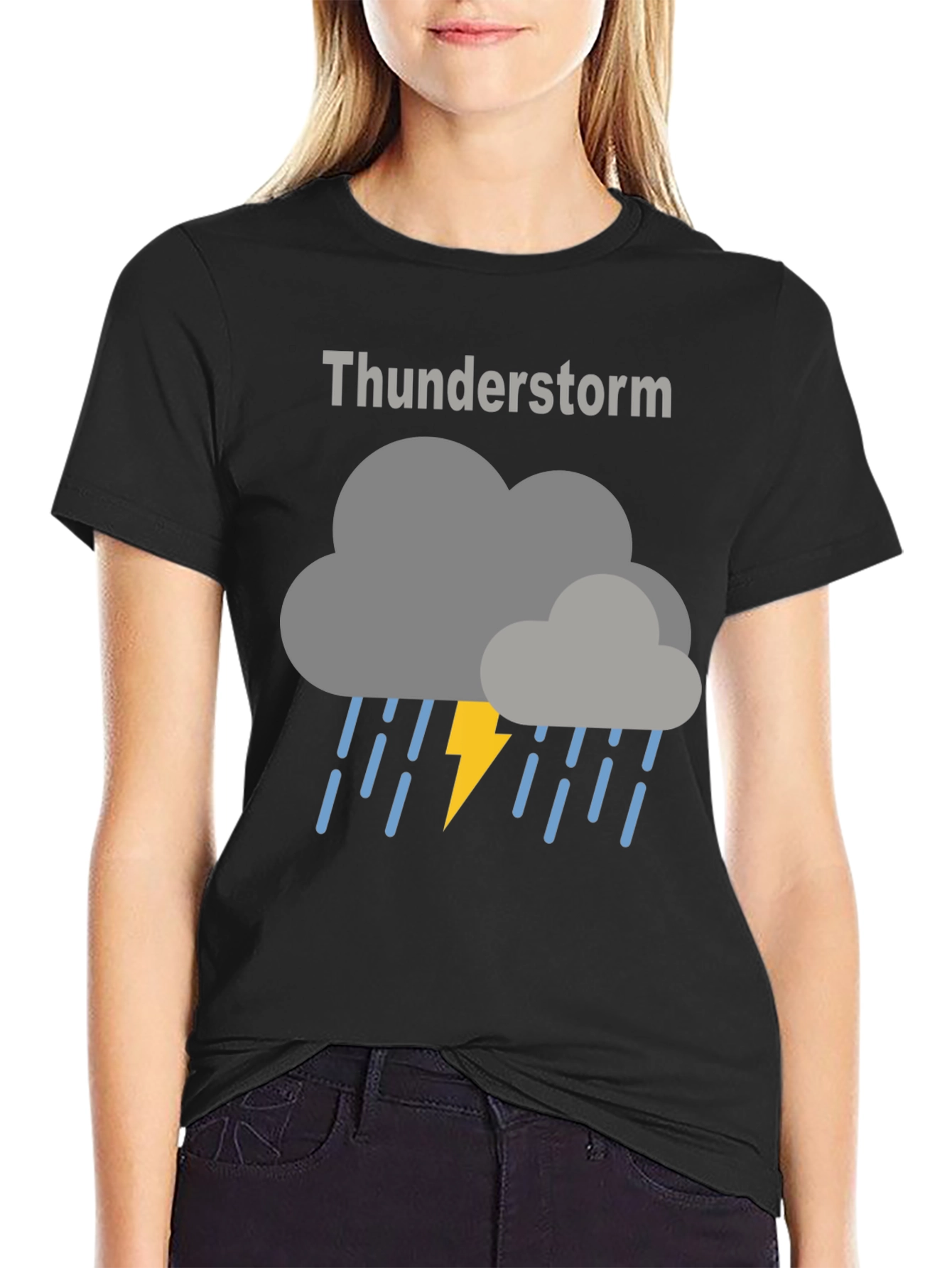 Black Thunderstorm Graphic T-Shirt - Weather Tee view 2