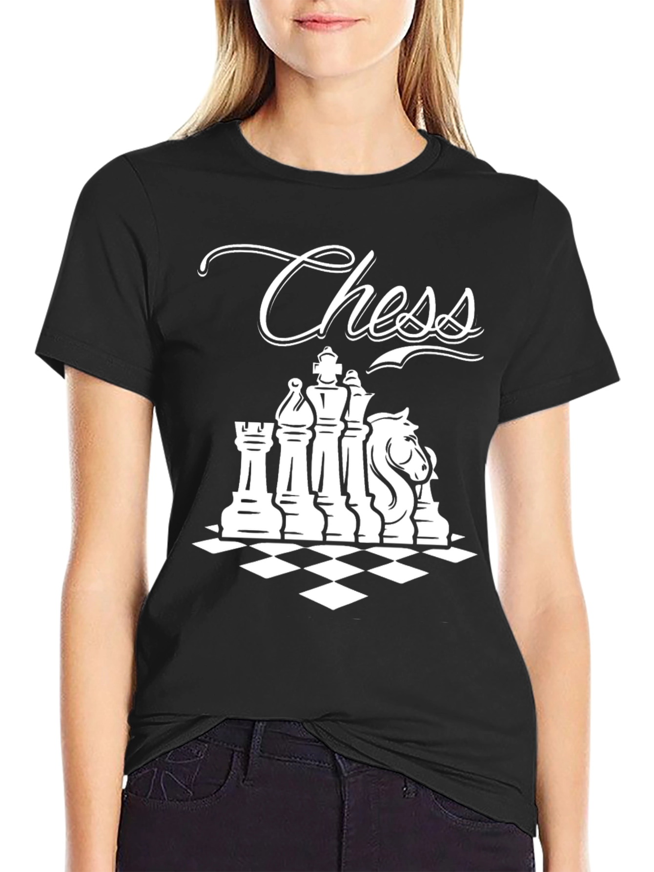 Black Chess Lover T-Shirt - Graphic Chess Piece Design view 2