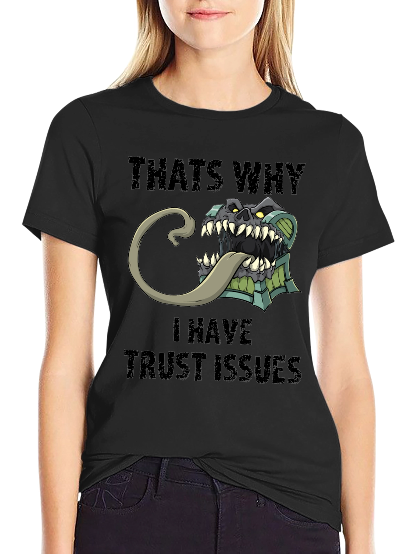 Black Trust Issues T-Shirt Funny Mimic Monster Tee view 2