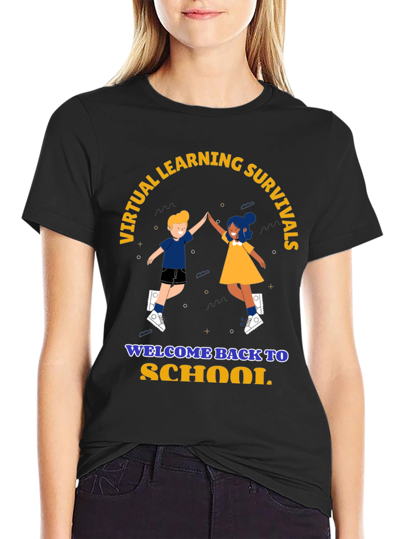 Black Virtual Learning Survival Back To School T-Shirt view 2