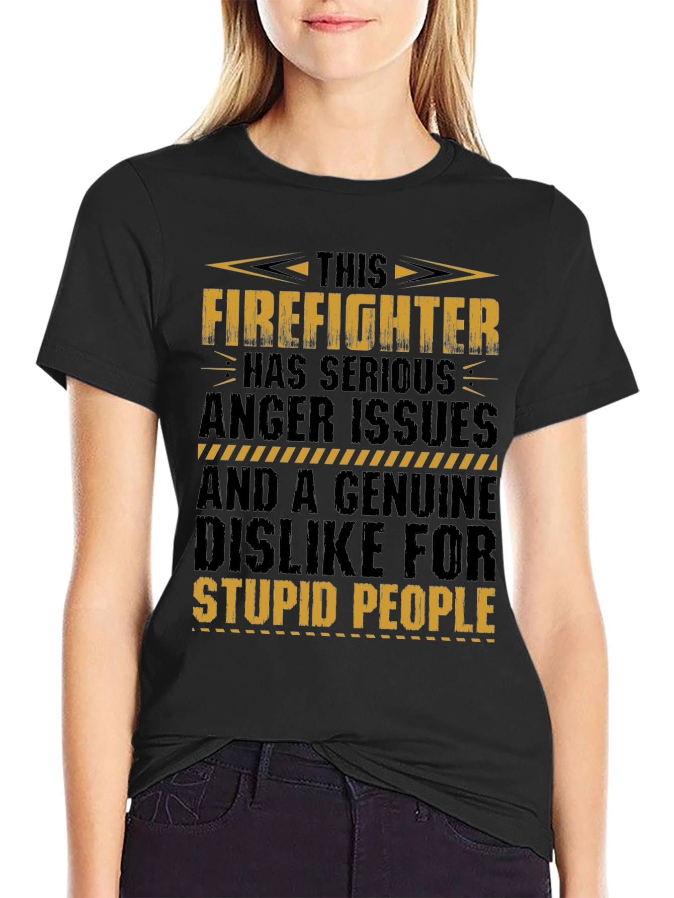 Black Firefighter Anger Issues Graphic Tee view 2