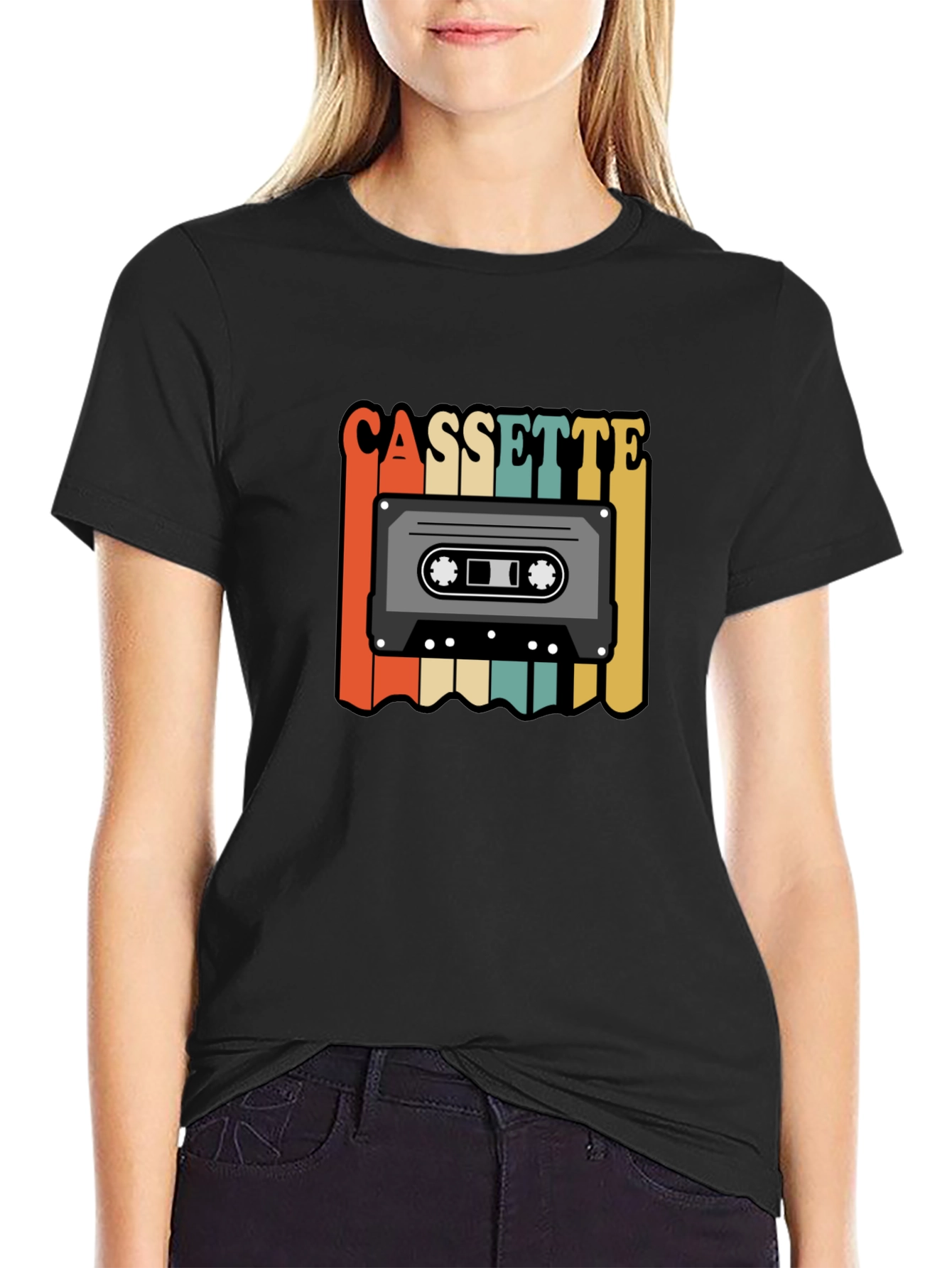 Black Retro Cassette Tape Graphic Tee view 2