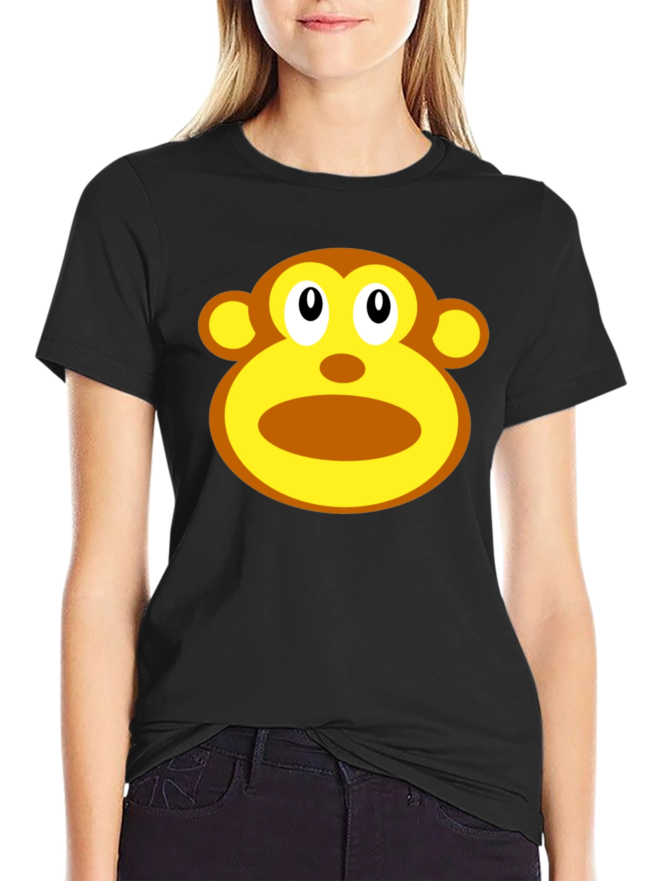 Black Monkey Face Graphic T-Shirt - Unisex Black Tee view 2