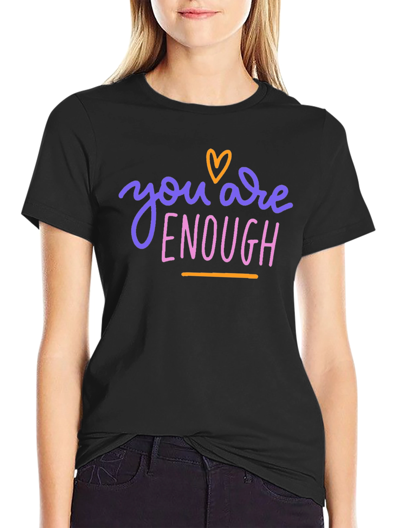 Black You Are Enough Graphic Tee - Black view 2
