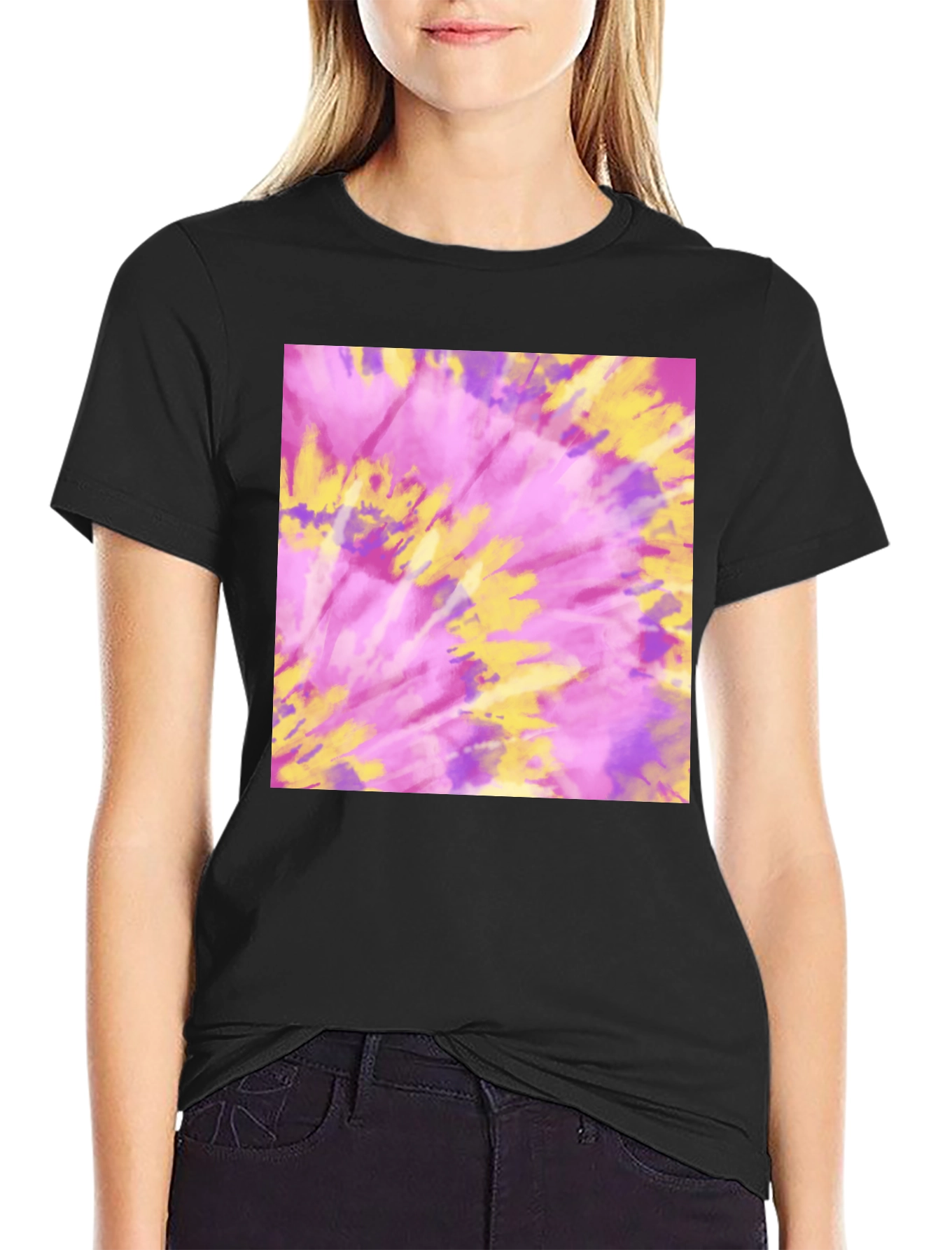 Black Tie-Dye Graphic Tee - Soft & Stylish view 2