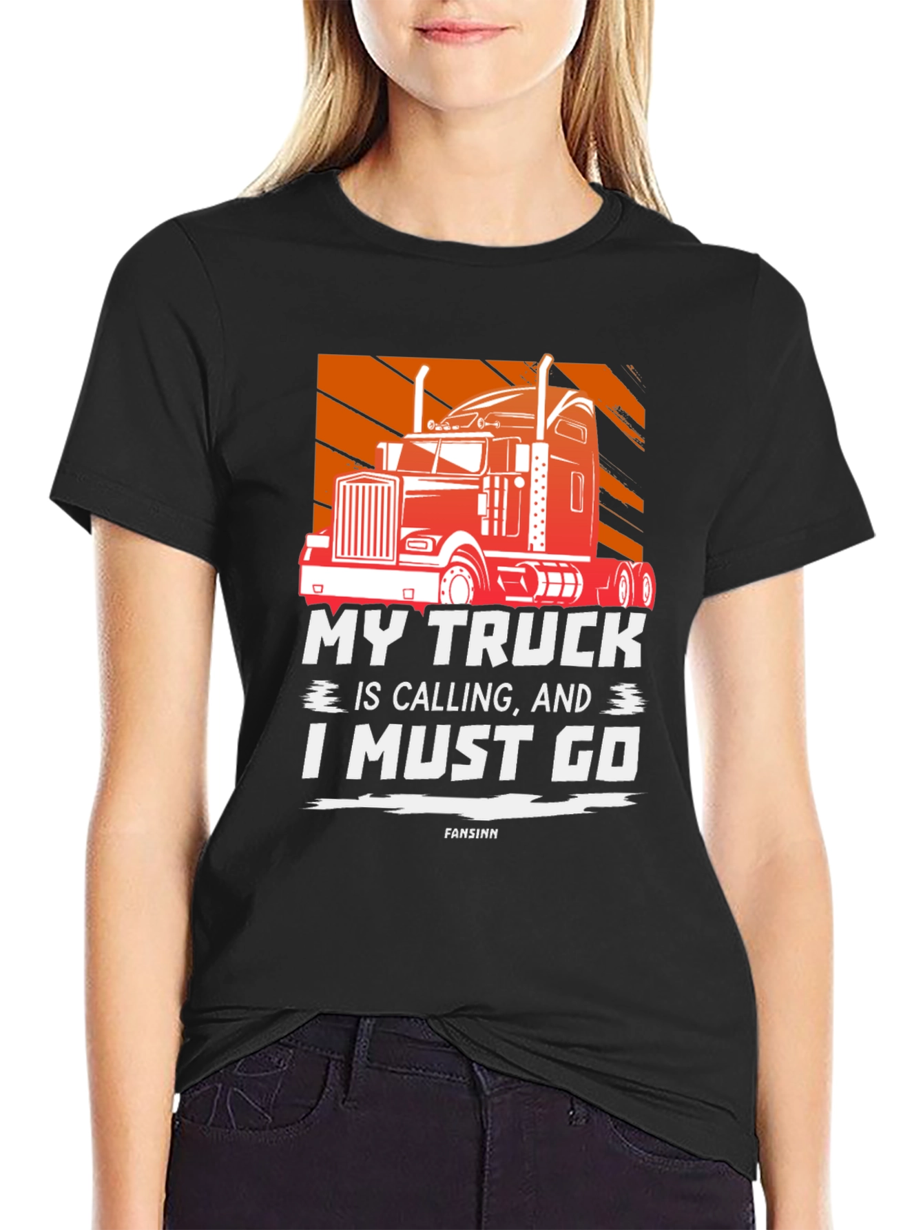 Black My Truck is Calling Men's Graphic T-Shirt view 2