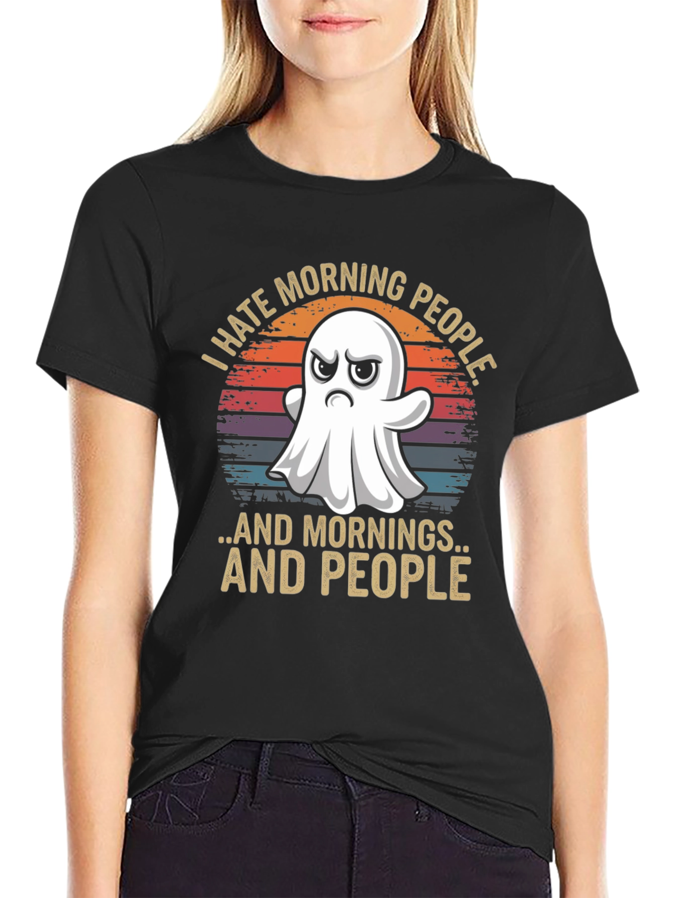 Black I Hate Morning People T-Shirt view 2